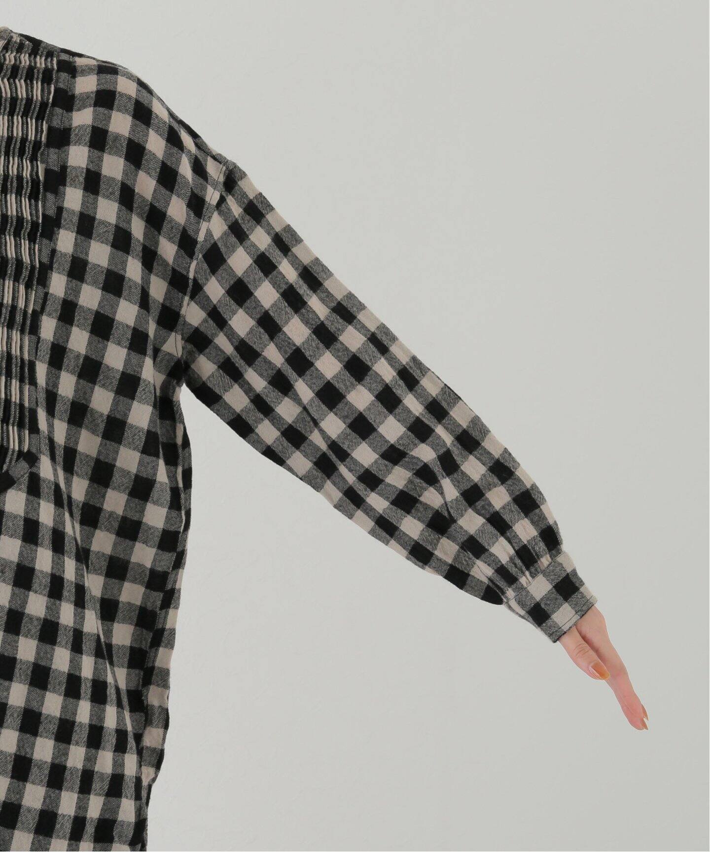 □【maison de soil/メゾン ド ソイル】 WOOL BIG GINGHAM LONG SHI 