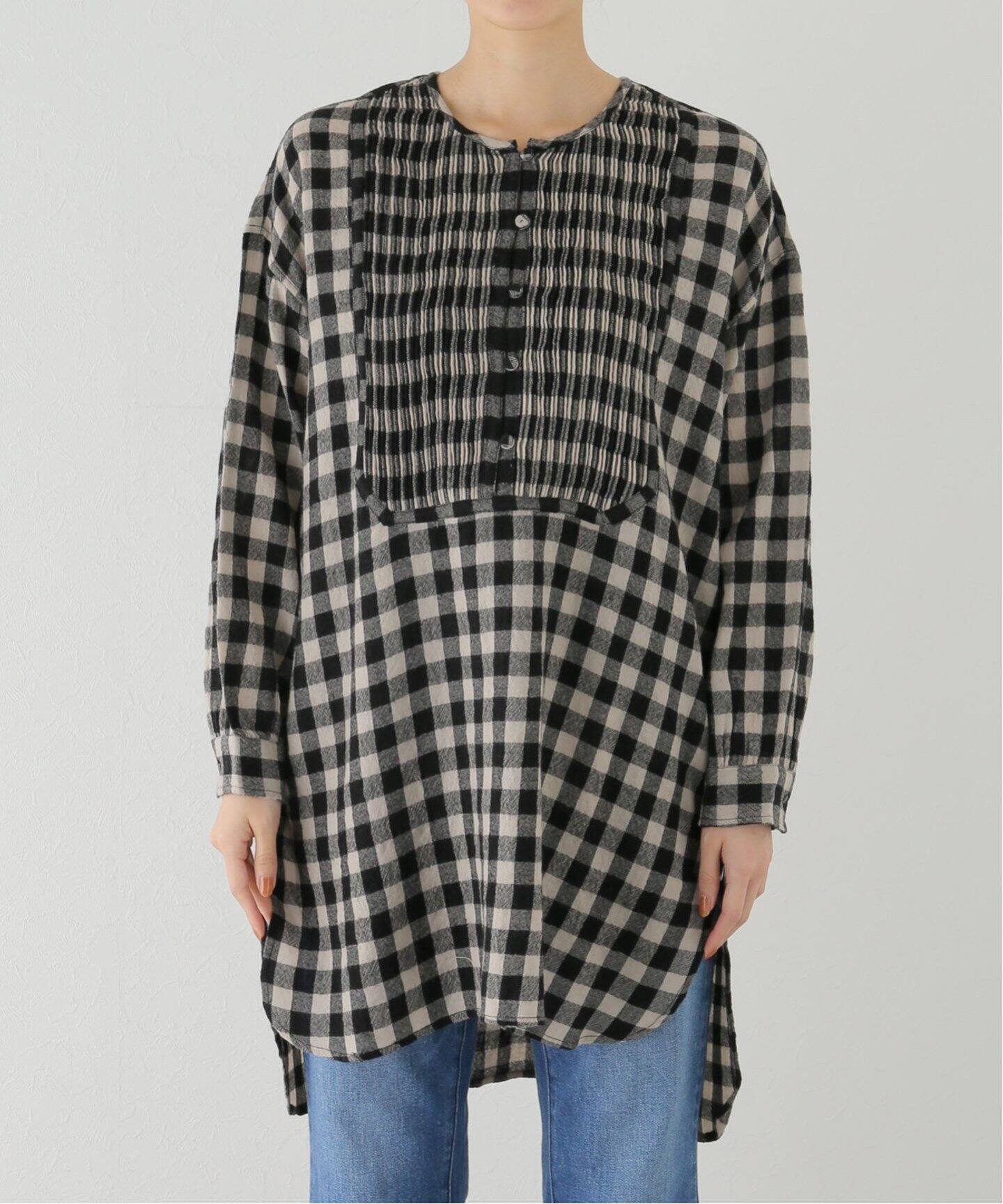 □【maison de soil/メゾン ド ソイル】 WOOL BIG GINGHAM LONG SHI 