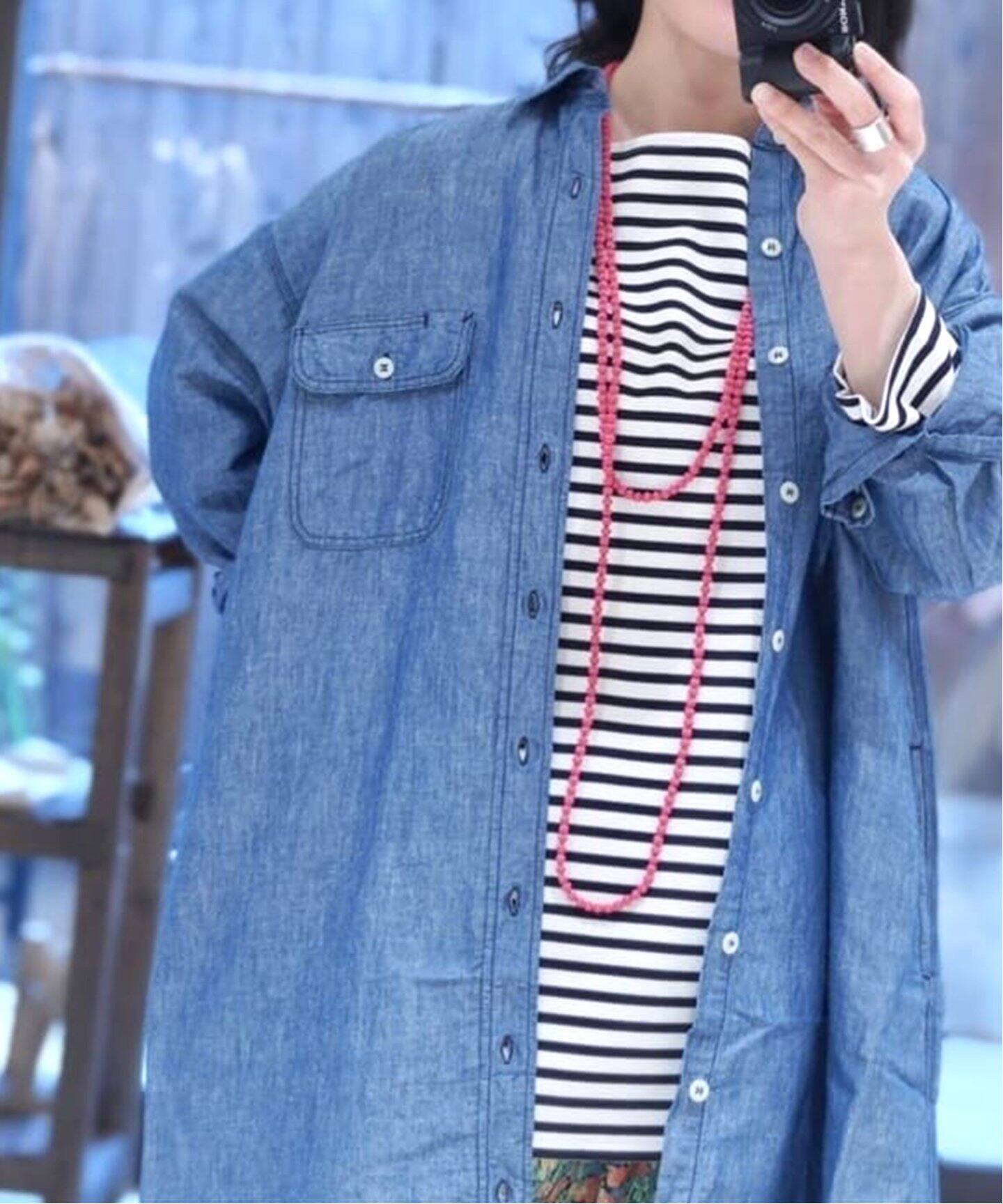 ARMEN/アーメン】CO/LI CHAMBRAY LONG SHIRT（シャツ／ブラウス 