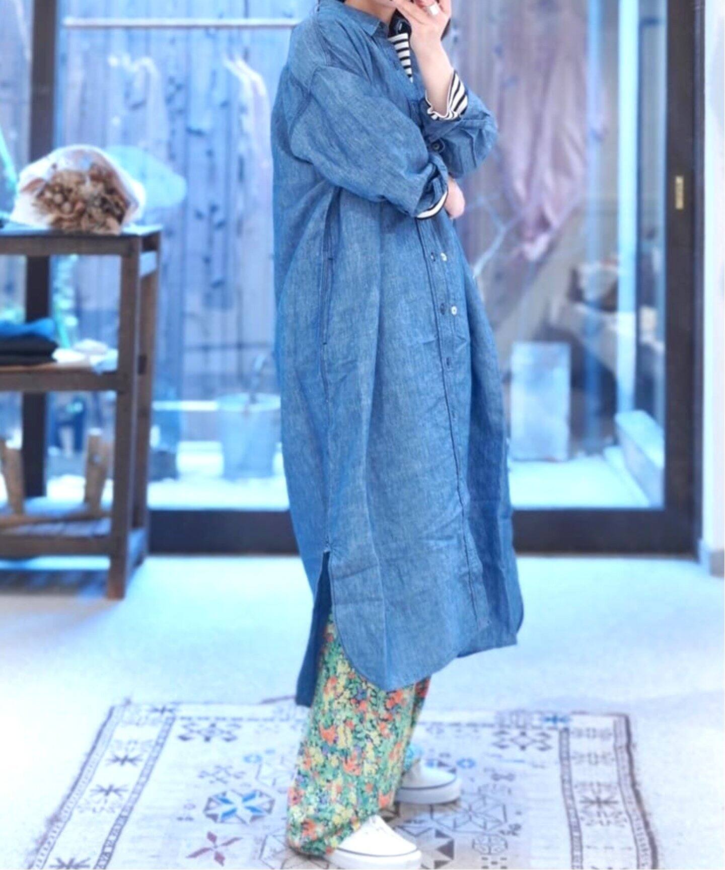 ARMEN/アーメン】CO/LI CHAMBRAY LONG SHIRT（シャツ／ブラウス 