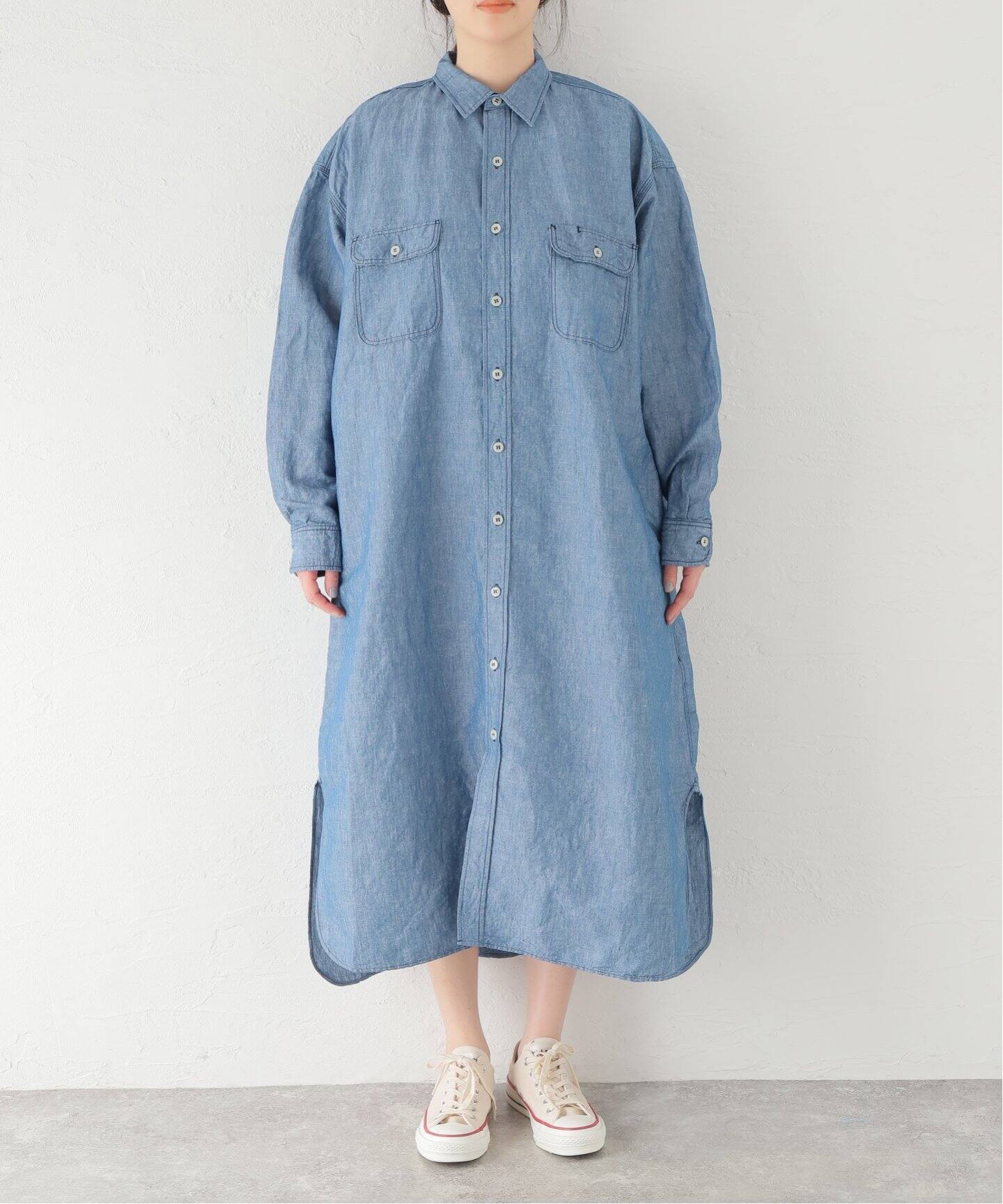 ARMEN/アーメン】CO/LI CHAMBRAY LONG SHIRT（シャツ／ブラウス 