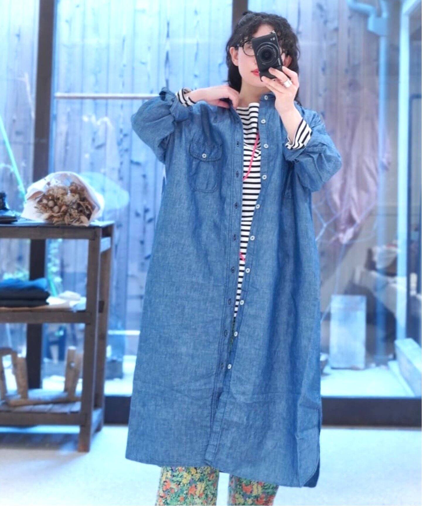ARMEN/アーメン】CO/LI CHAMBRAY LONG SHIRT（シャツ／ブラウス 