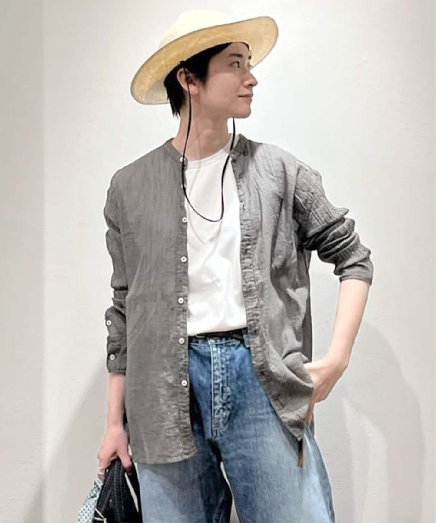 ARMEN/アーメン】GAUSE BANDED COLLAR SHIRT（シャツ／ブラウス