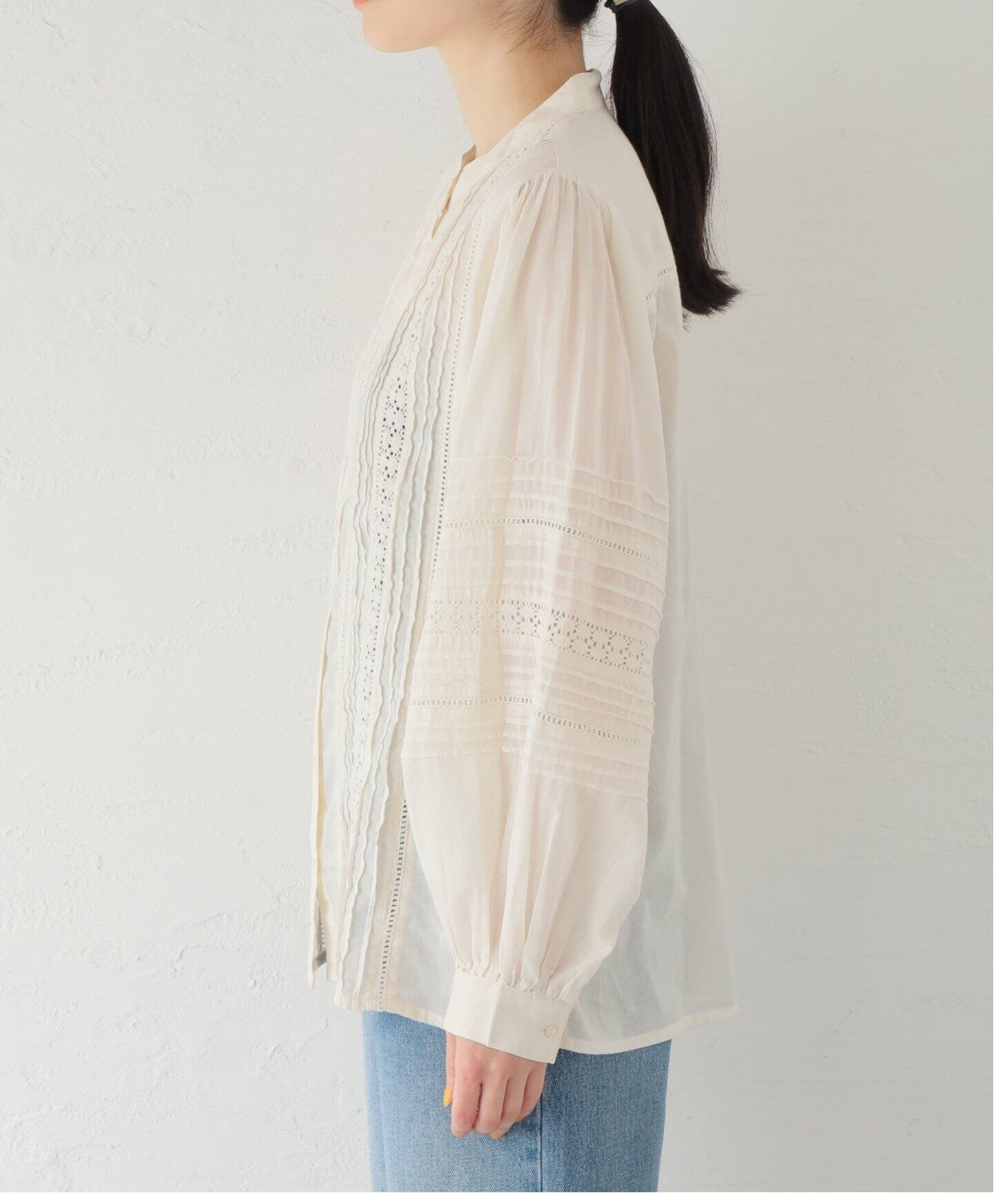 MAISON HOTEL / メゾンホテル】 PINTUCK OPEN BLOUSE（シャツ 