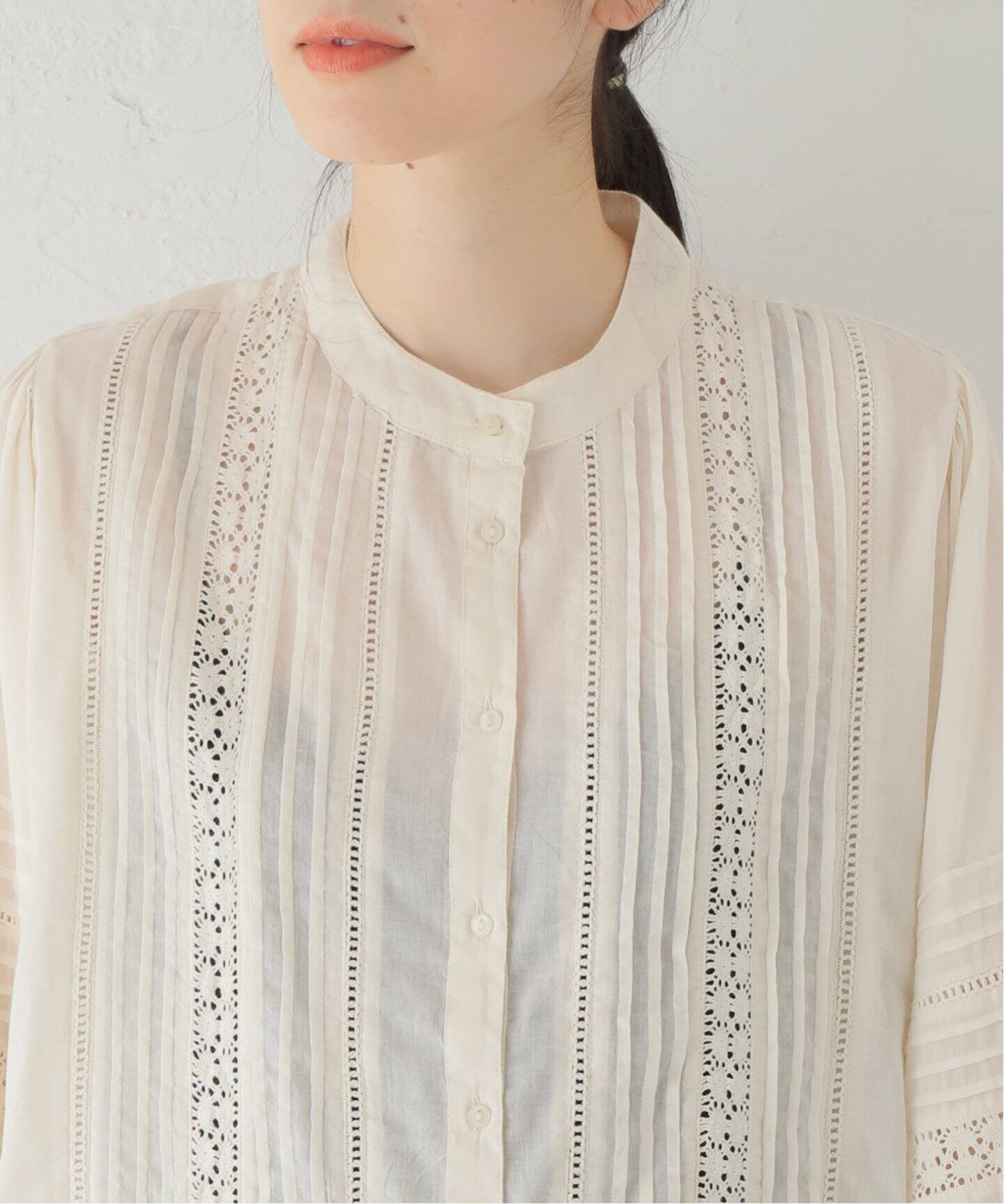 MAISON HOTEL / メゾンホテル】 PINTUCK OPEN BLOUSE（シャツ 