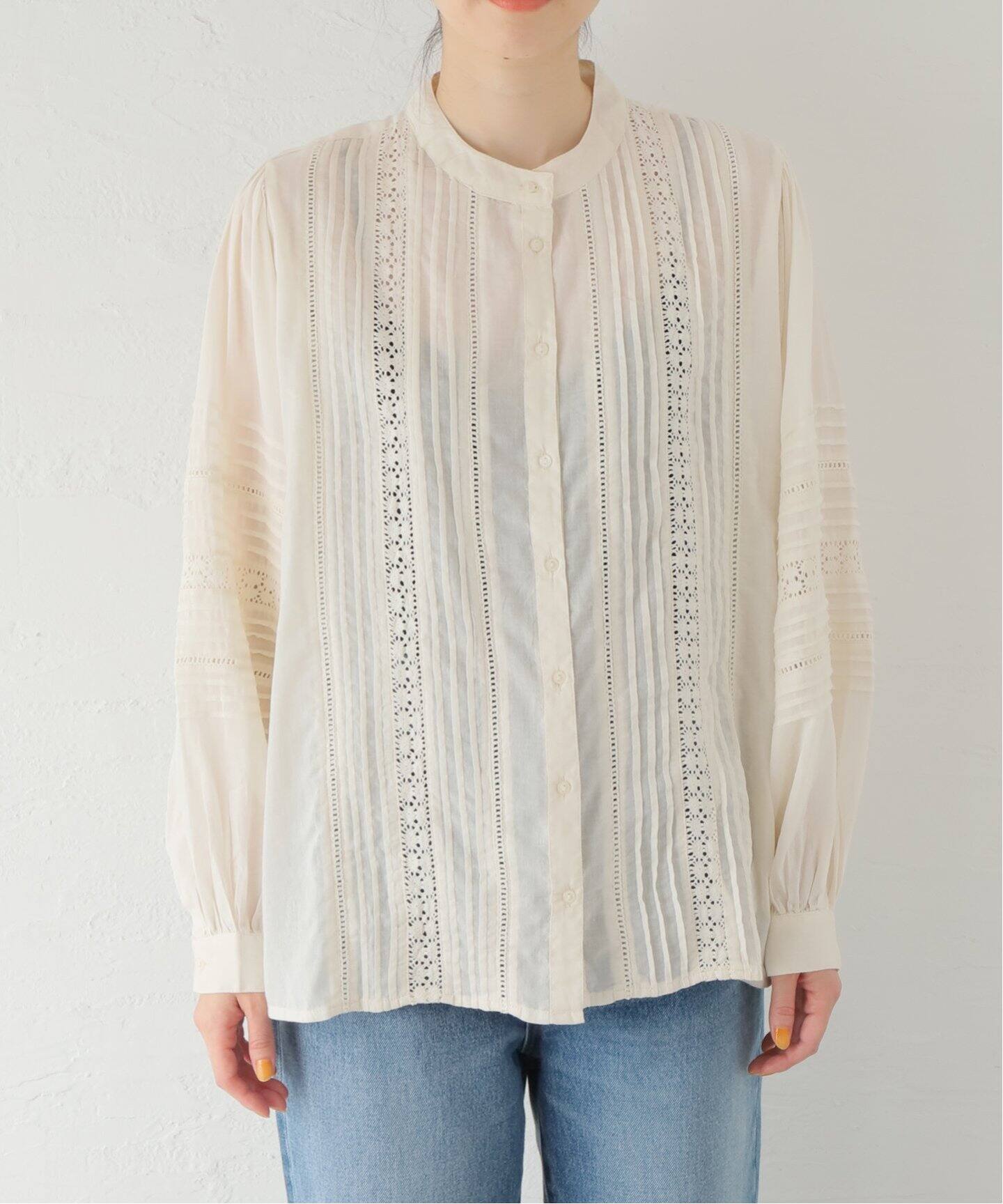 MAISON HOTEL / メゾンホテル】 PINTUCK OPEN BLOUSE（シャツ 
