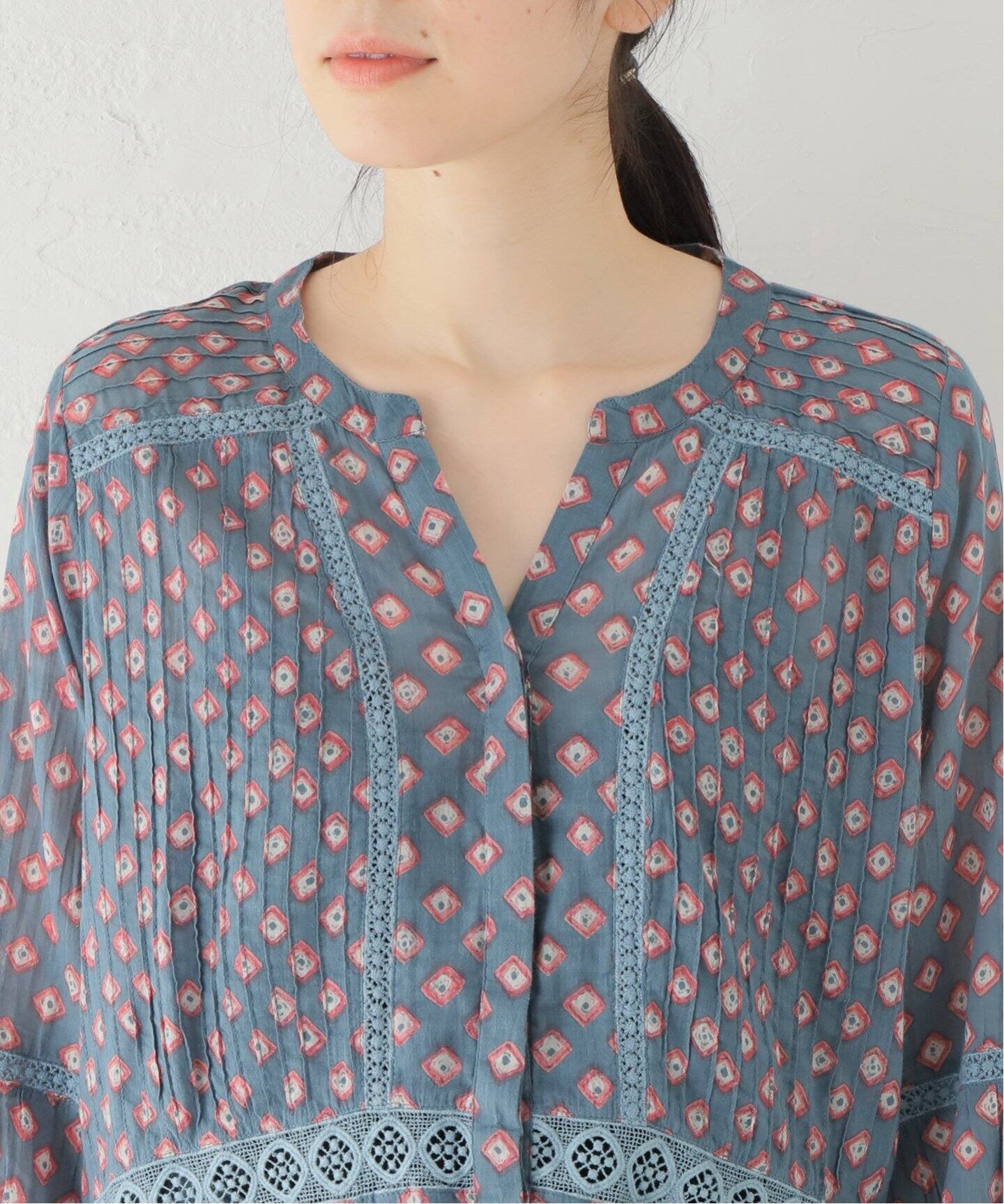 MAISON HOTEL / メゾンホテル】 PINTUCK V/N OPEN BLOUSE（シャツ 