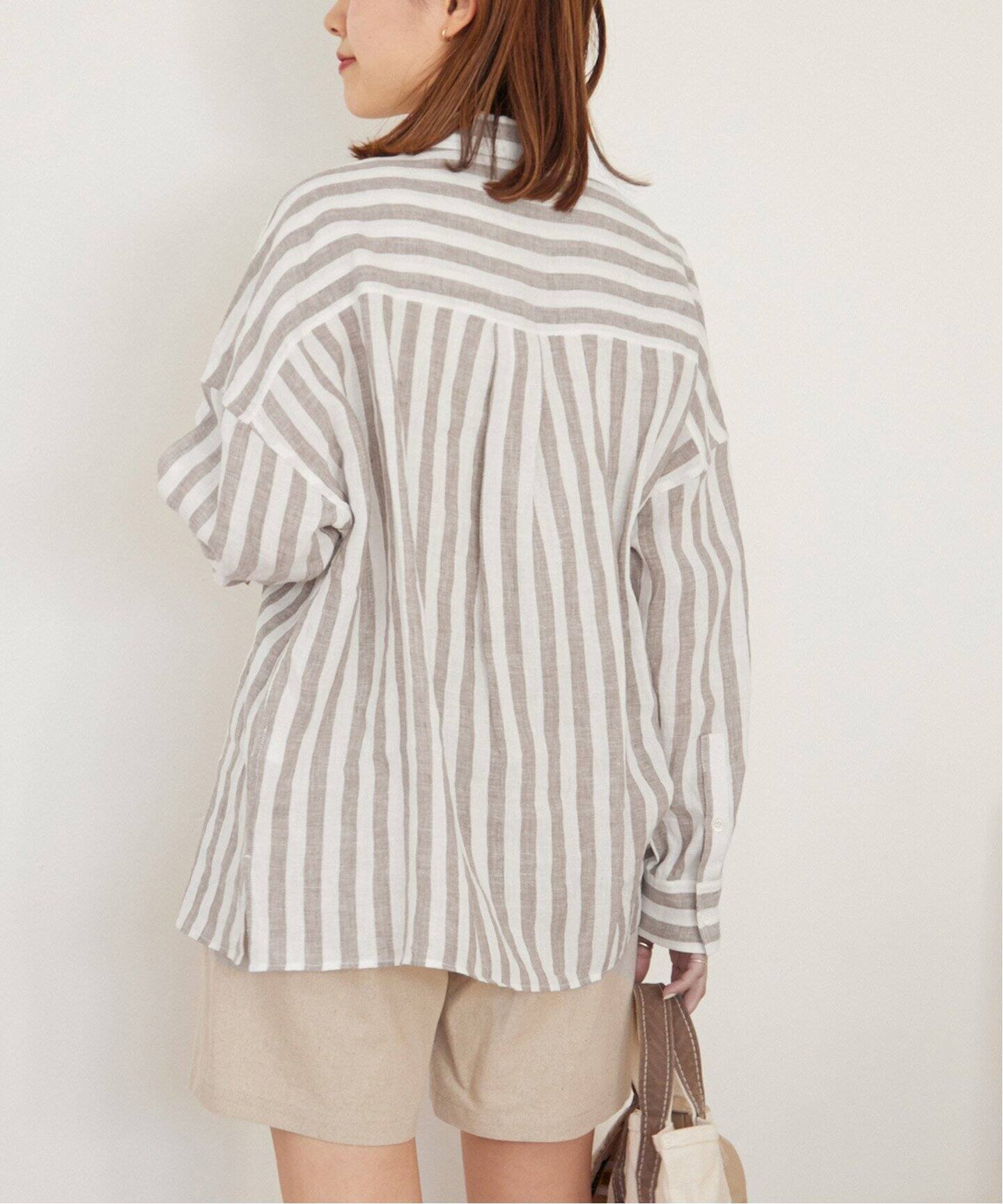 【本日中SALE】ARGUE フレンチリネン　ワイドシャツ 本日中SALE】ARGUE フレンチリネン ワイドシャツ 本日中SALE