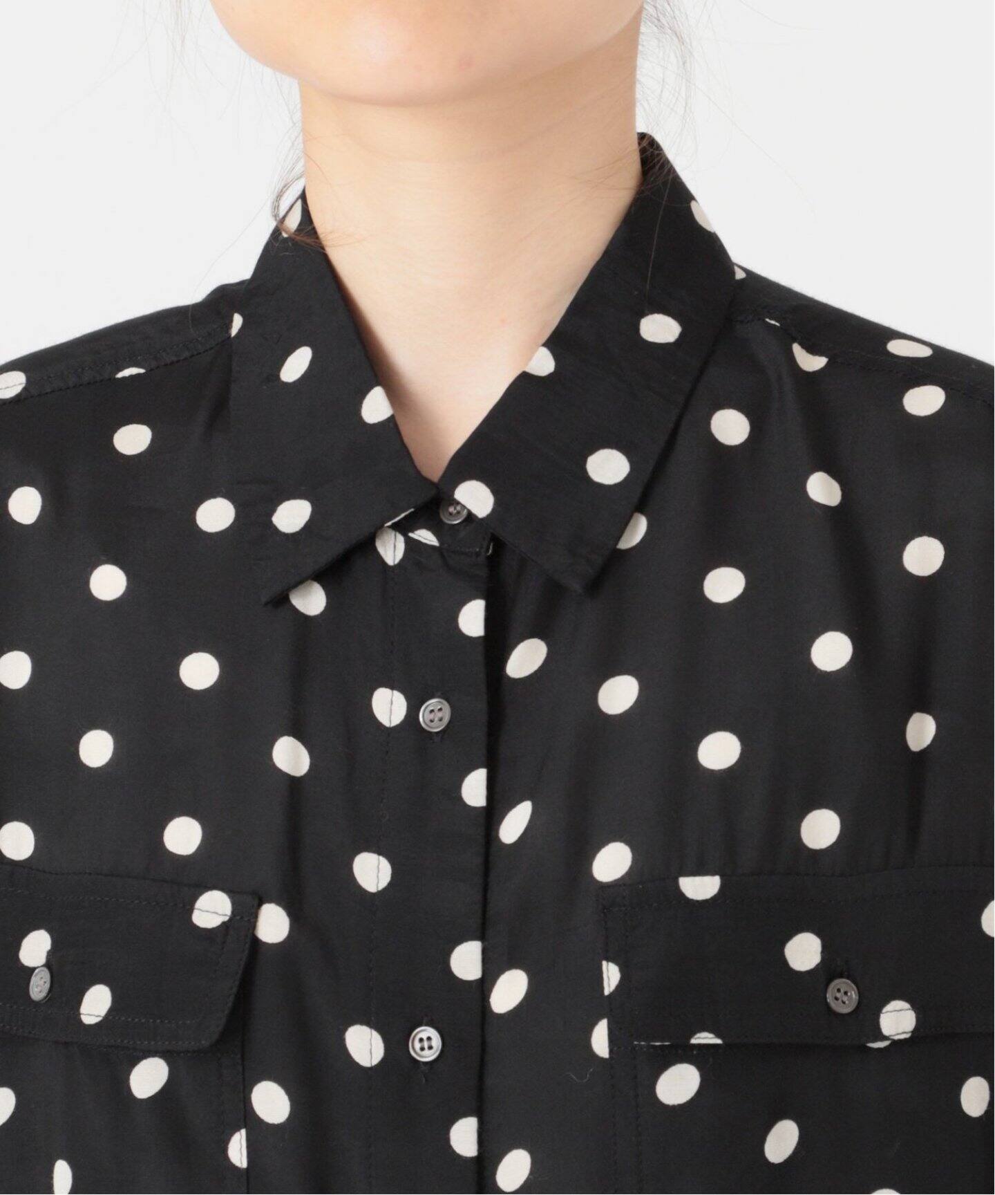 追加》ドットプリントダブルポケットシャツ（シャツ／ブラウス  