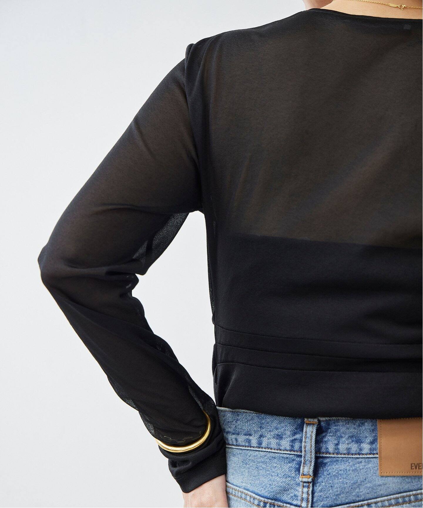 TIBI/ティビ】SHEER GAUZE LONGSLEEVE TOP（シャツ／ブラウス  