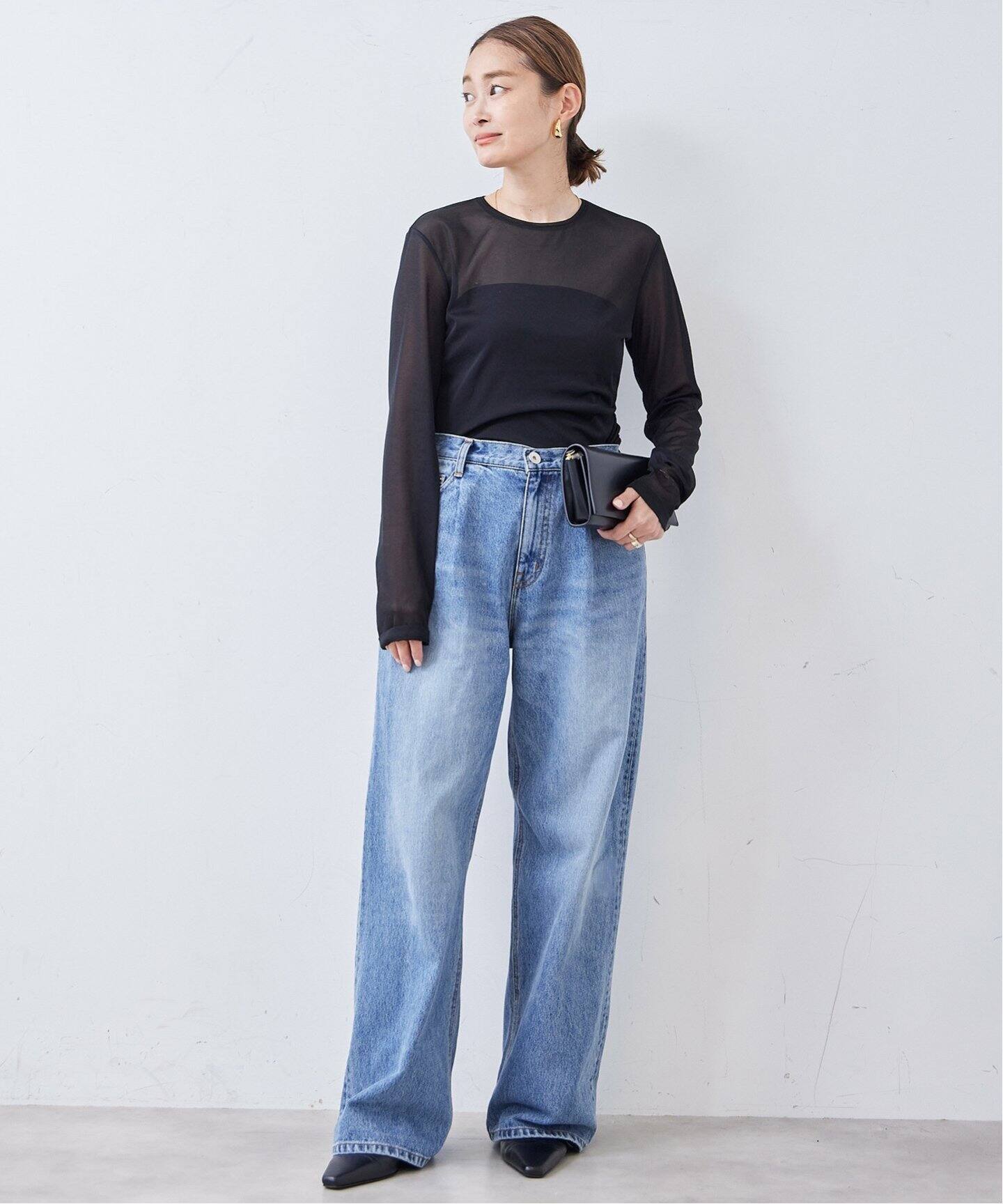 TIBI/ティビ】SHEER GAUZE LONGSLEEVE TOP（シャツ／ブラウス  