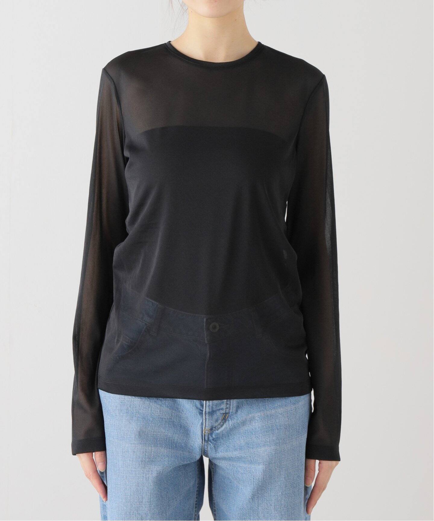 TIBI/ティビ】SHEER GAUZE LONGSLEEVE TOP（シャツ／ブラウス  