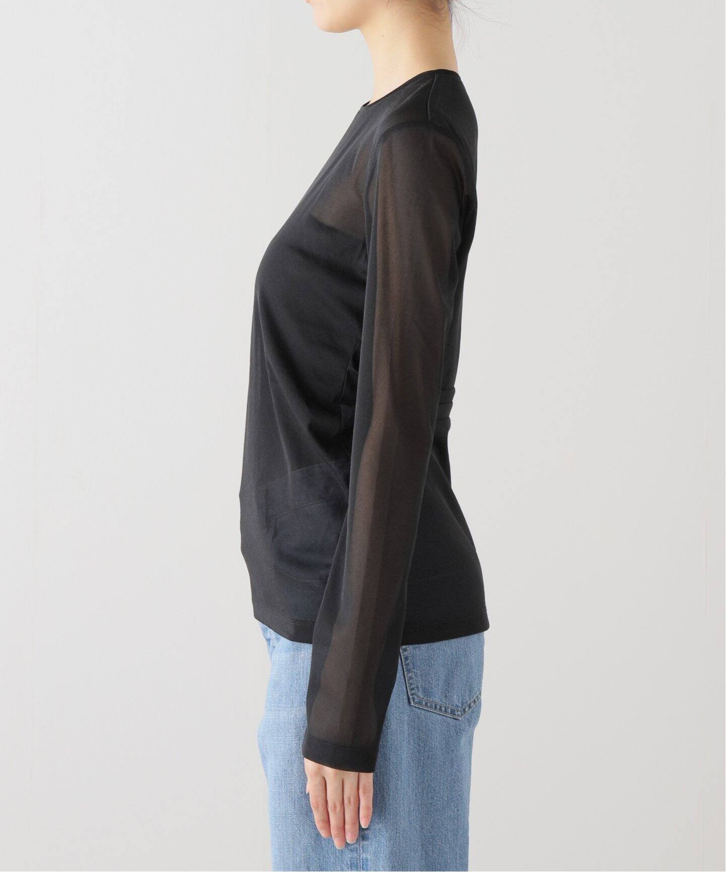TIBI/ティビ】SHEER GAUZE LONGSLEEVE TOP（シャツ／ブラウス  