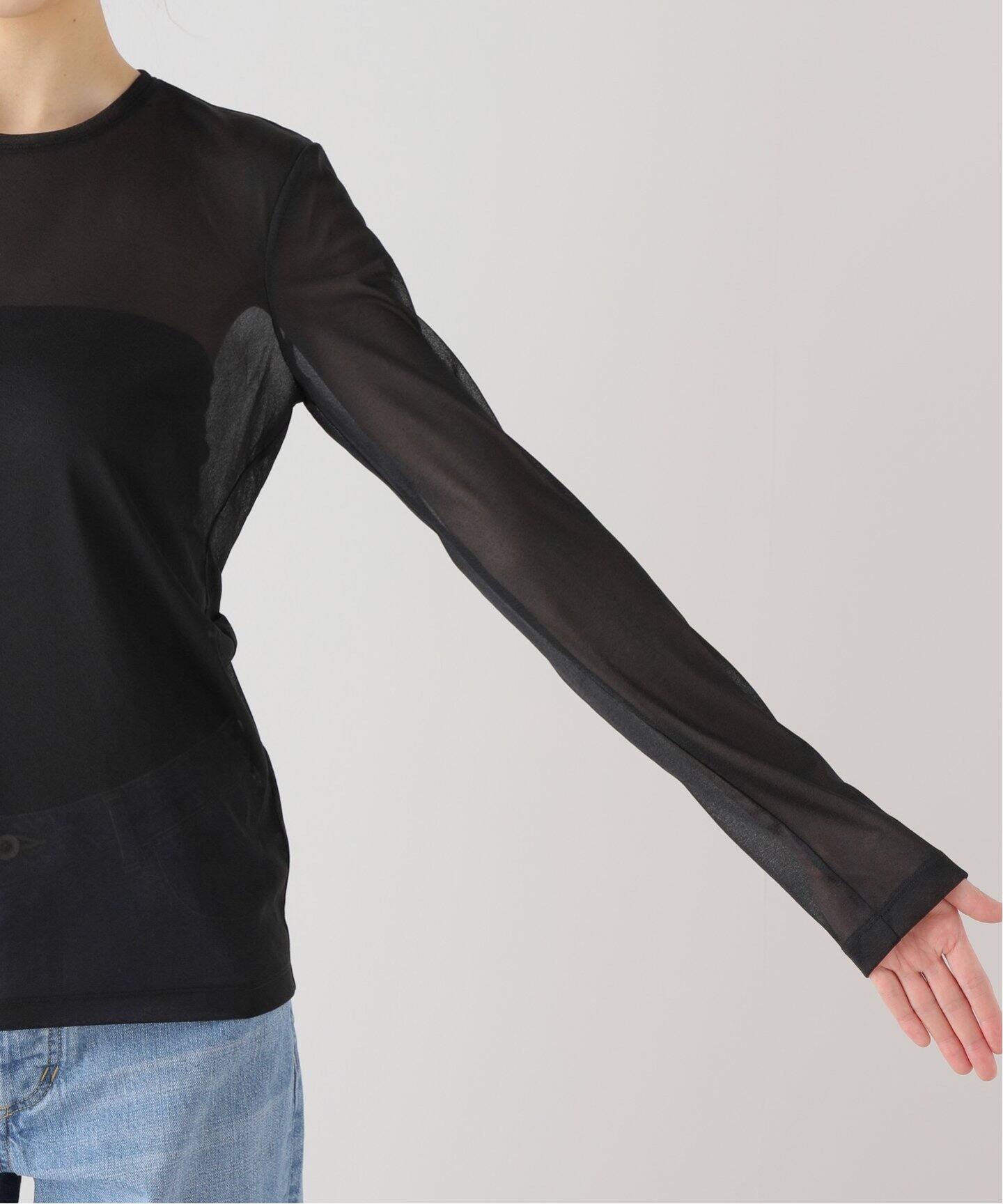 TIBI/ティビ】SHEER GAUZE LONGSLEEVE TOP（シャツ／ブラウス  