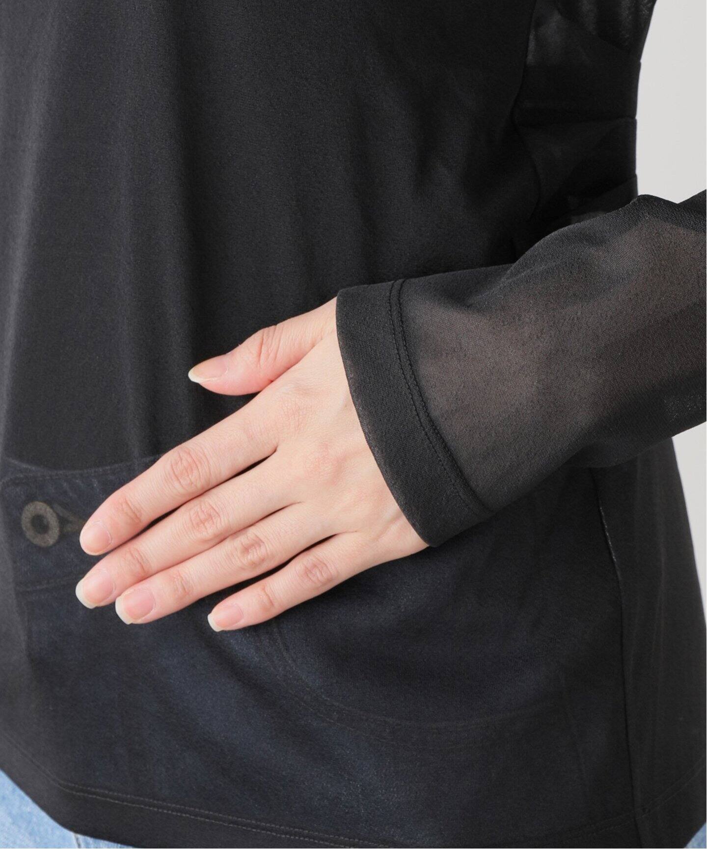 TIBI/ティビ】SHEER GAUZE LONGSLEEVE TOP（シャツ／ブラウス  