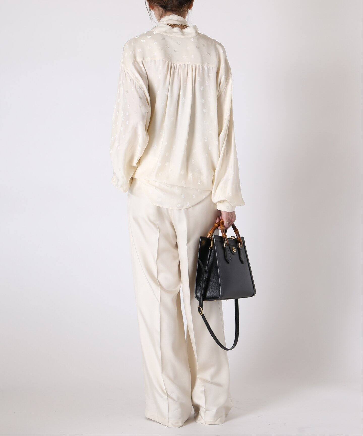 STAND ALONE/スタンド アローン】JACQUARED SILK ブラウス（シャツ  