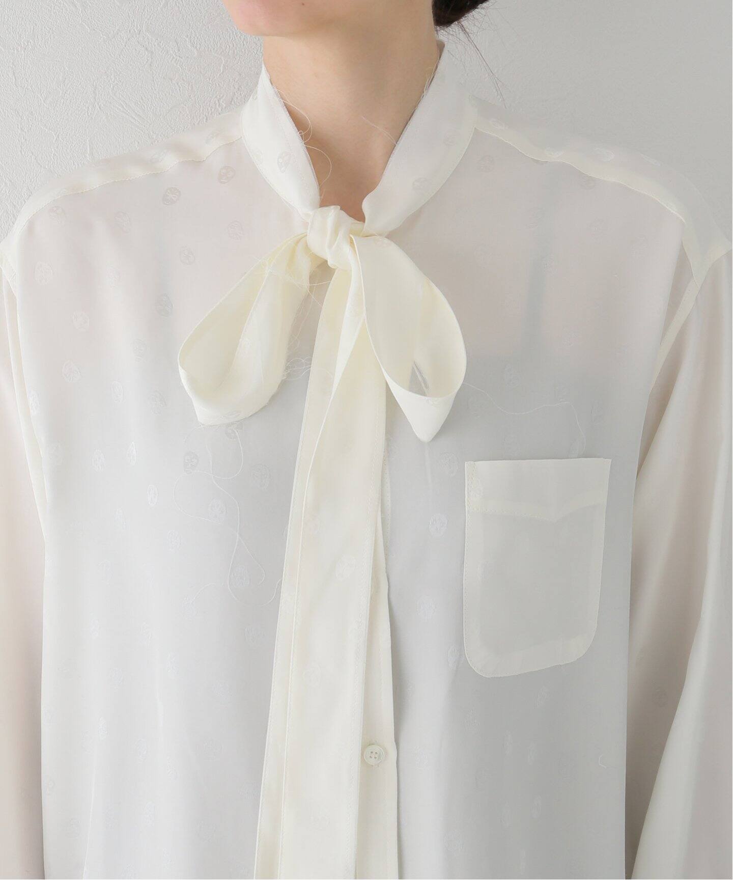 STAND ALONE/スタンド アローン】JACQUARED SILK ブラウス（シャツ  