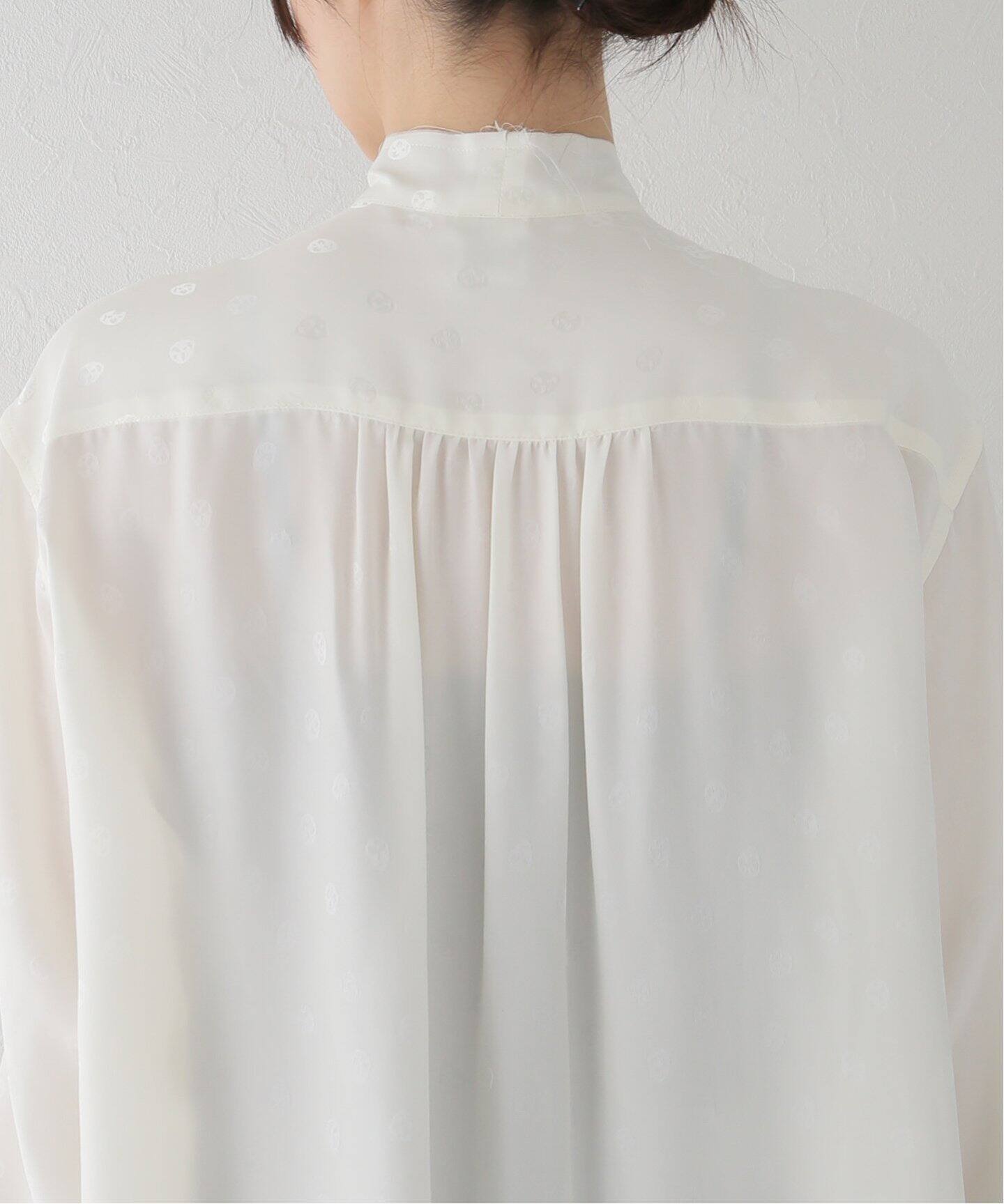 STAND ALONE/スタンド アローン】JACQUARED SILK ブラウス（シャツ  