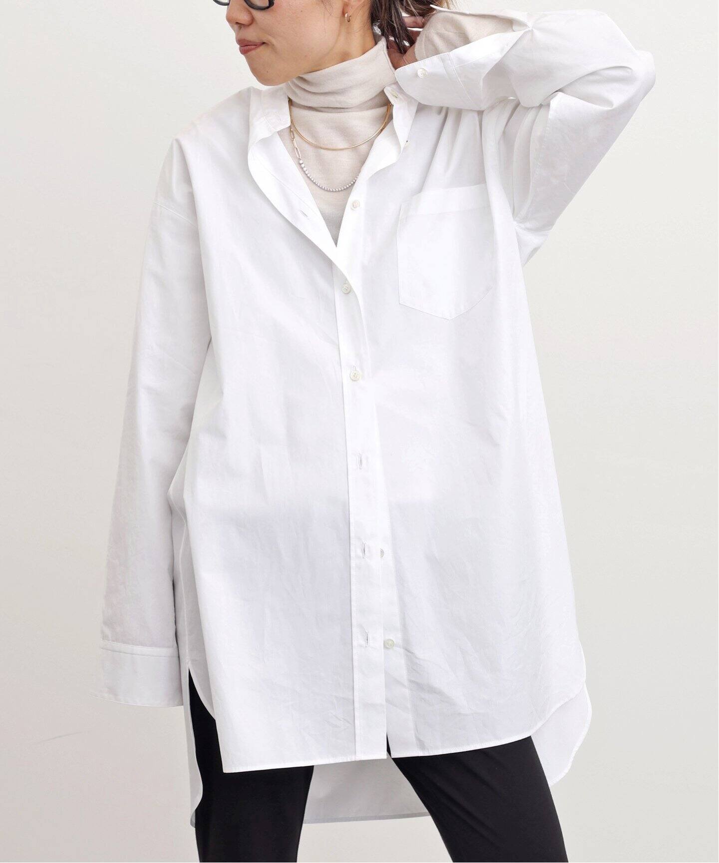 No Collar Long Shirt（シャツ／ブラウス）｜L 