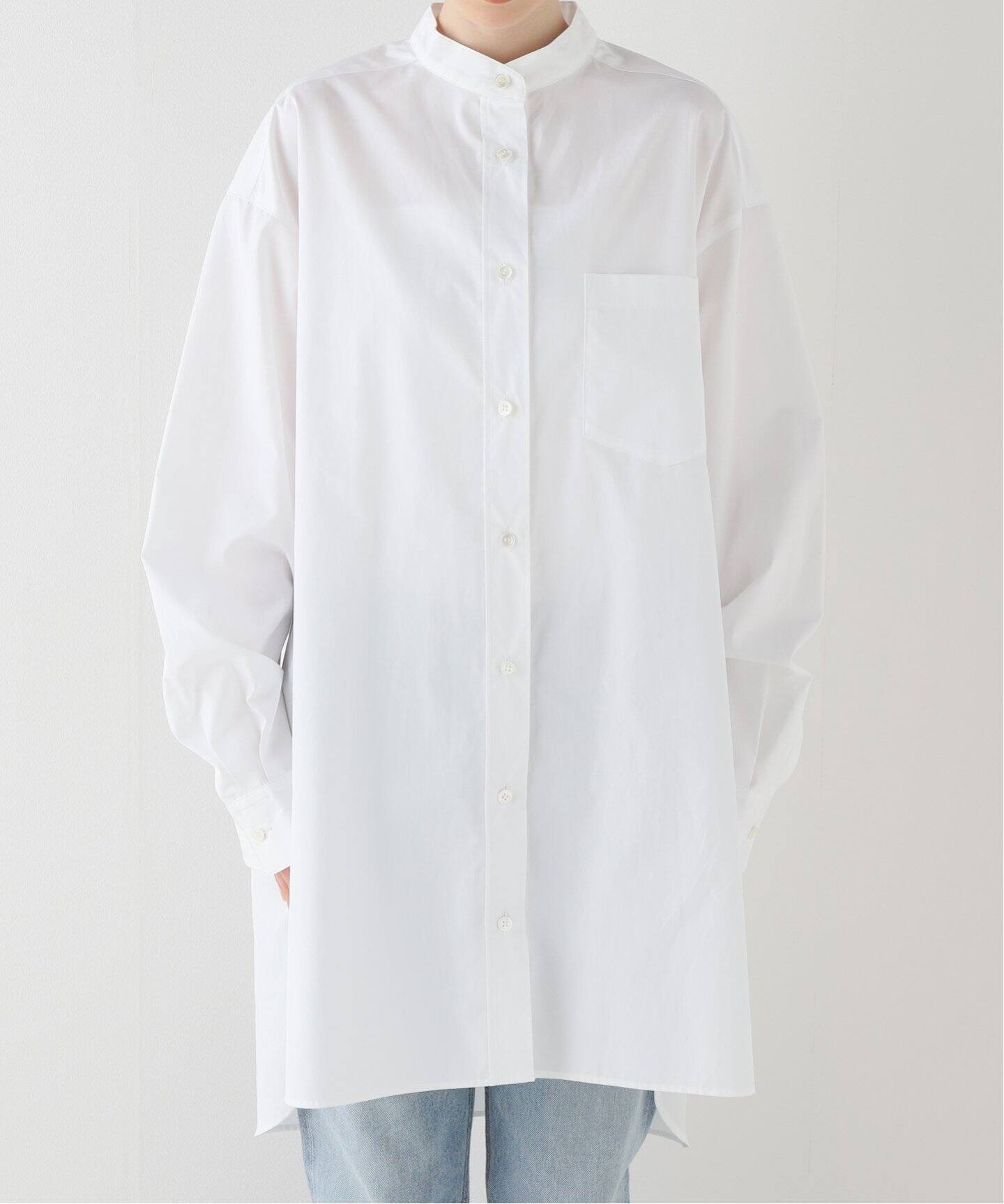 No Collar Long Shirt（シャツ／ブラウス）｜L 