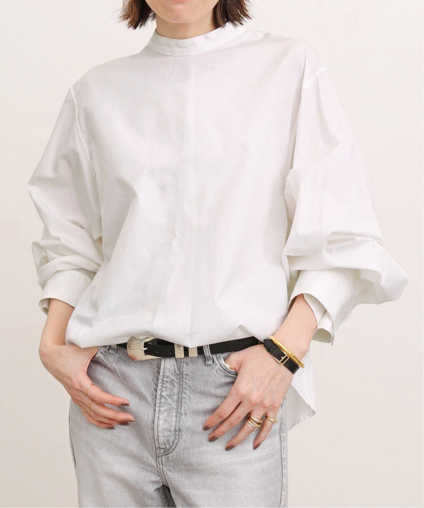 No Collar Volume Sleeve Blouse（シャツ／ブラウス）｜L 