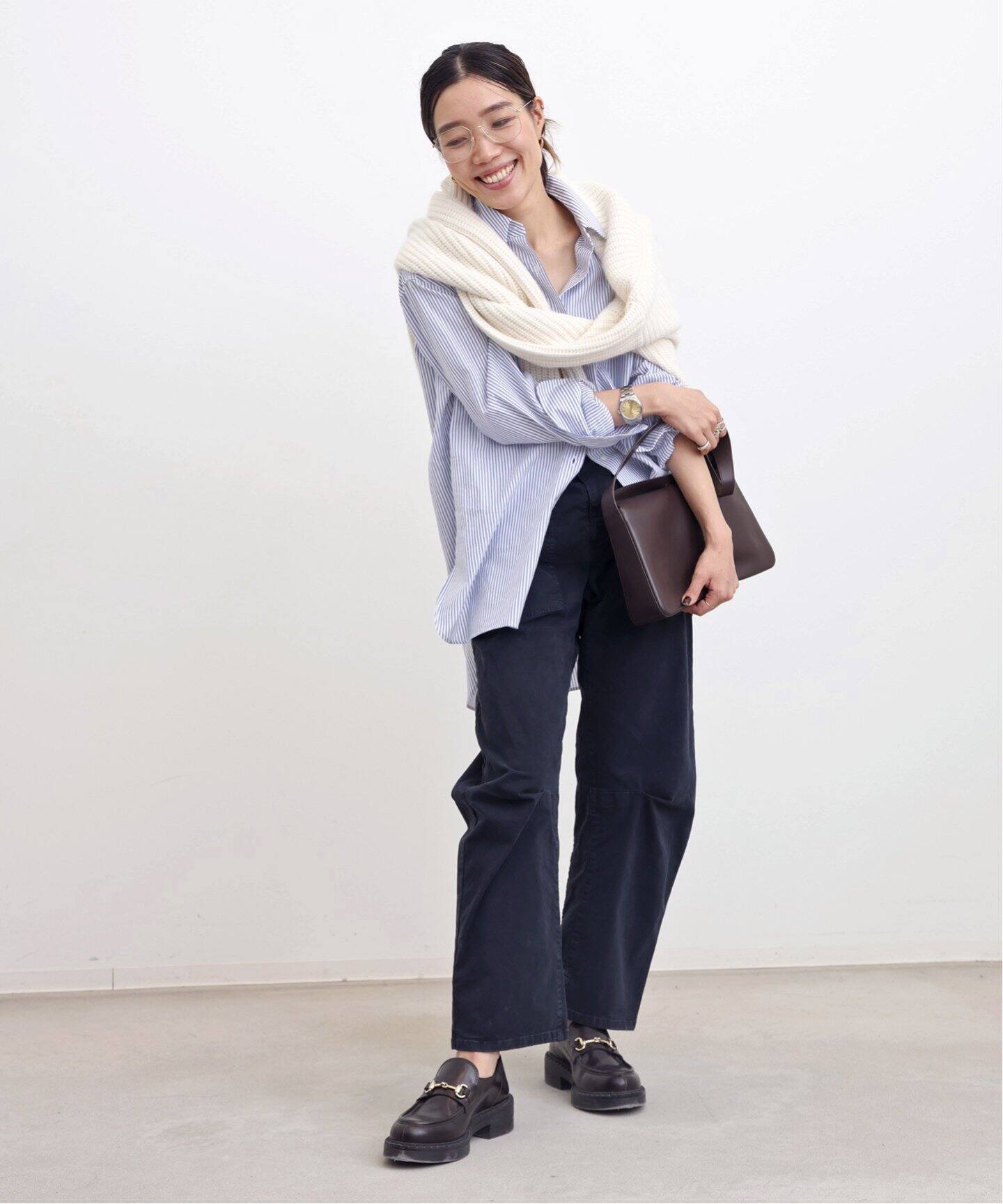 Minimal Flat Stripe Shirt（シャツ／ブラウス）｜L 