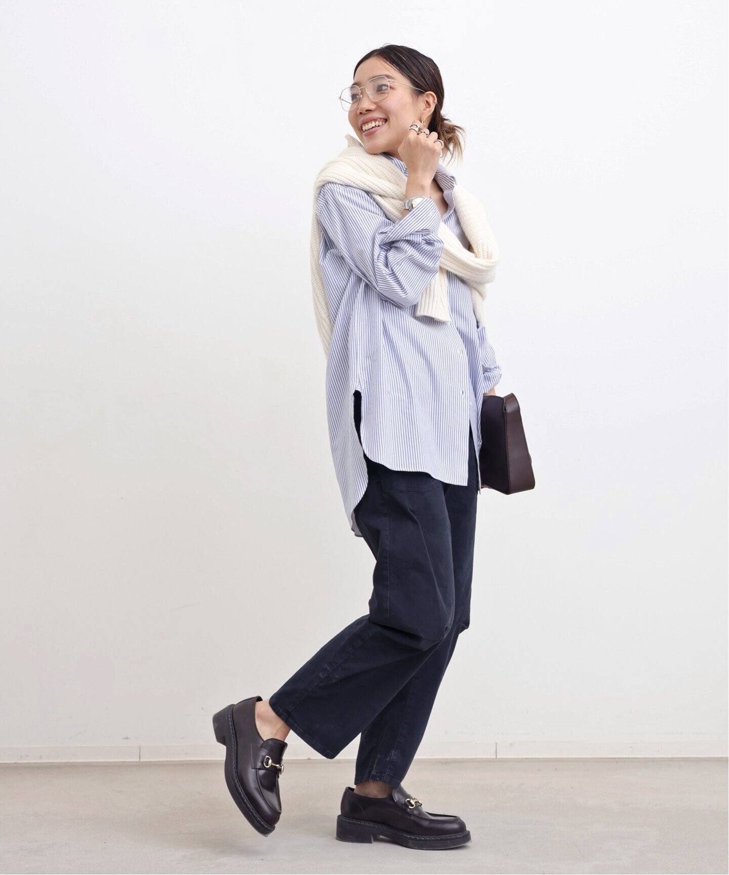 Minimal Flat Stripe Shirt（シャツ／ブラウス）｜L 