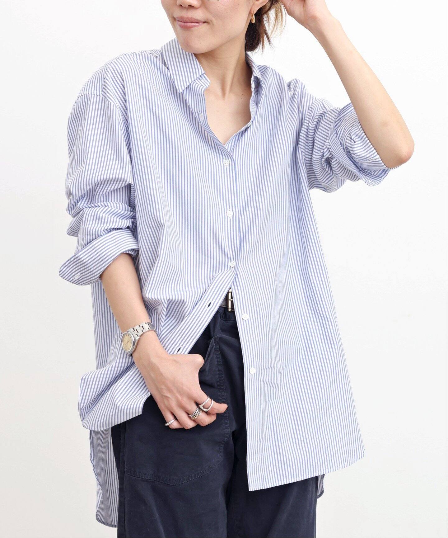 Minimal Flat Stripe Shirt（シャツ／ブラウス）｜L 