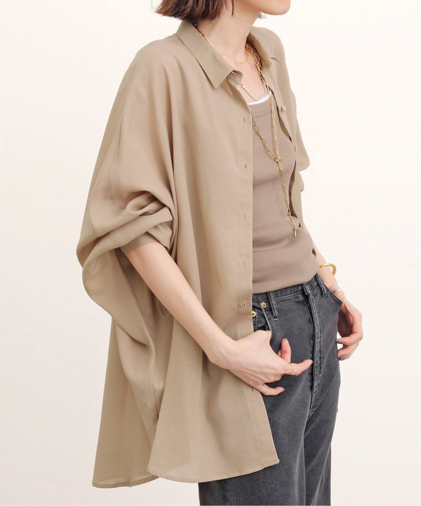 Dolman sleeve sheer Blouse（シャツ／ブラウス）｜L