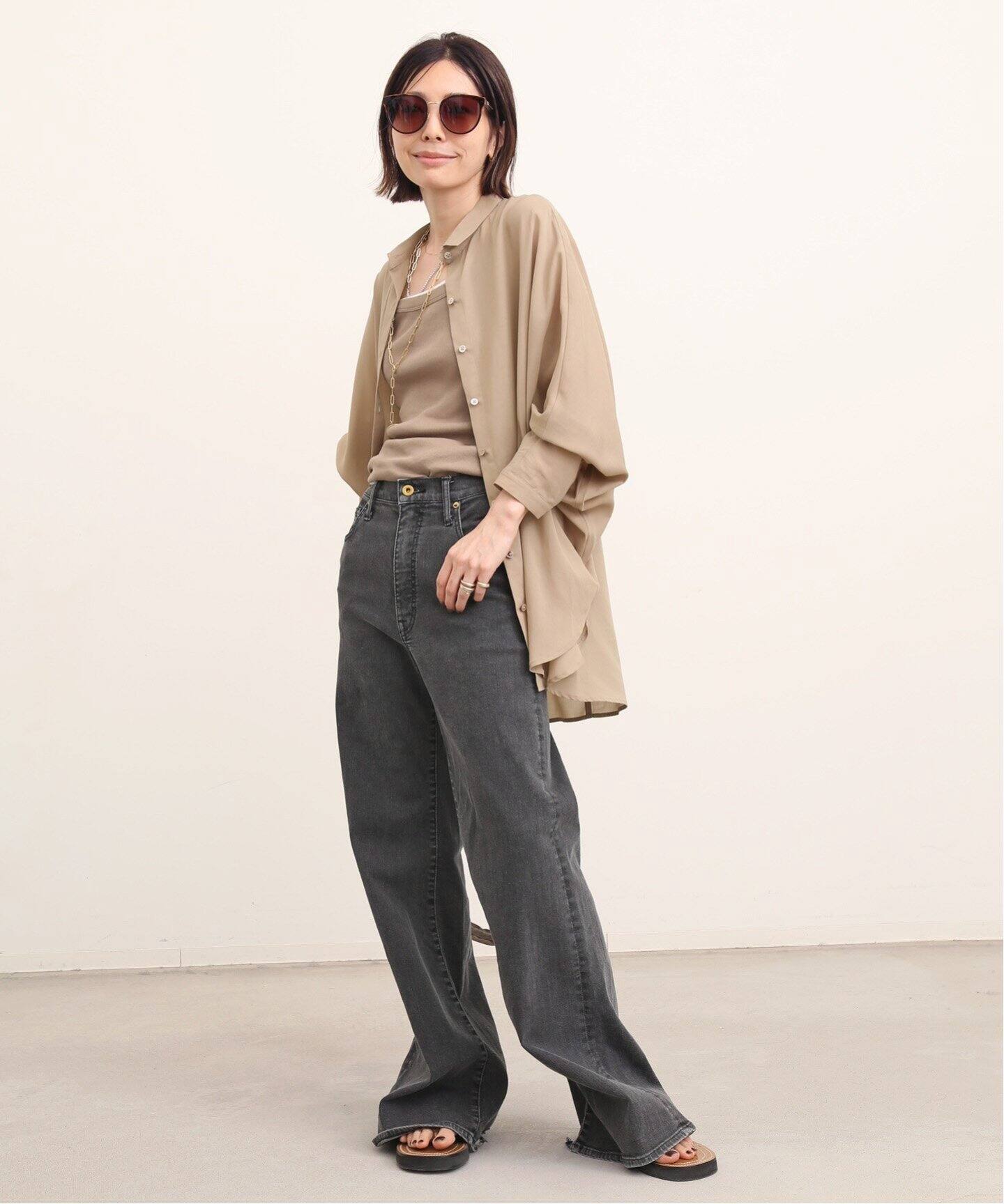 Dolman sleeve sheer Blouse（シャツ／ブラウス）｜L 