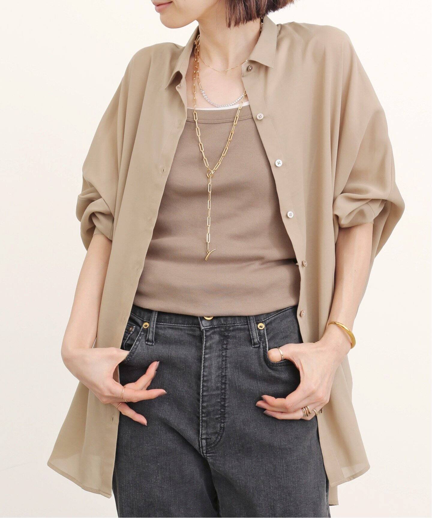 Dolman sleeve sheer Blouse（シャツ／ブラウス）｜L 