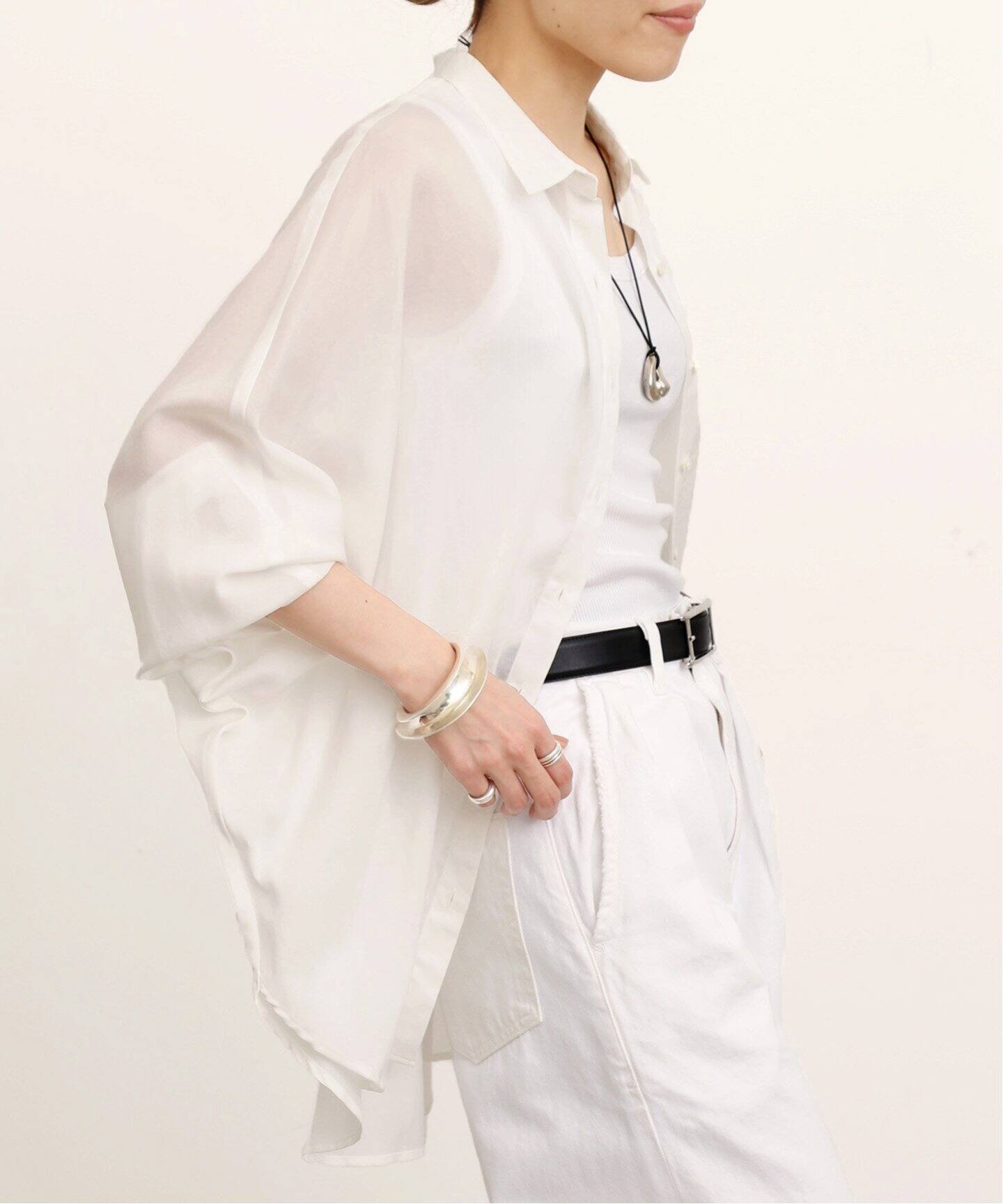 Dolman sleeve sheer Blouse（シャツ／ブラウス）｜L 