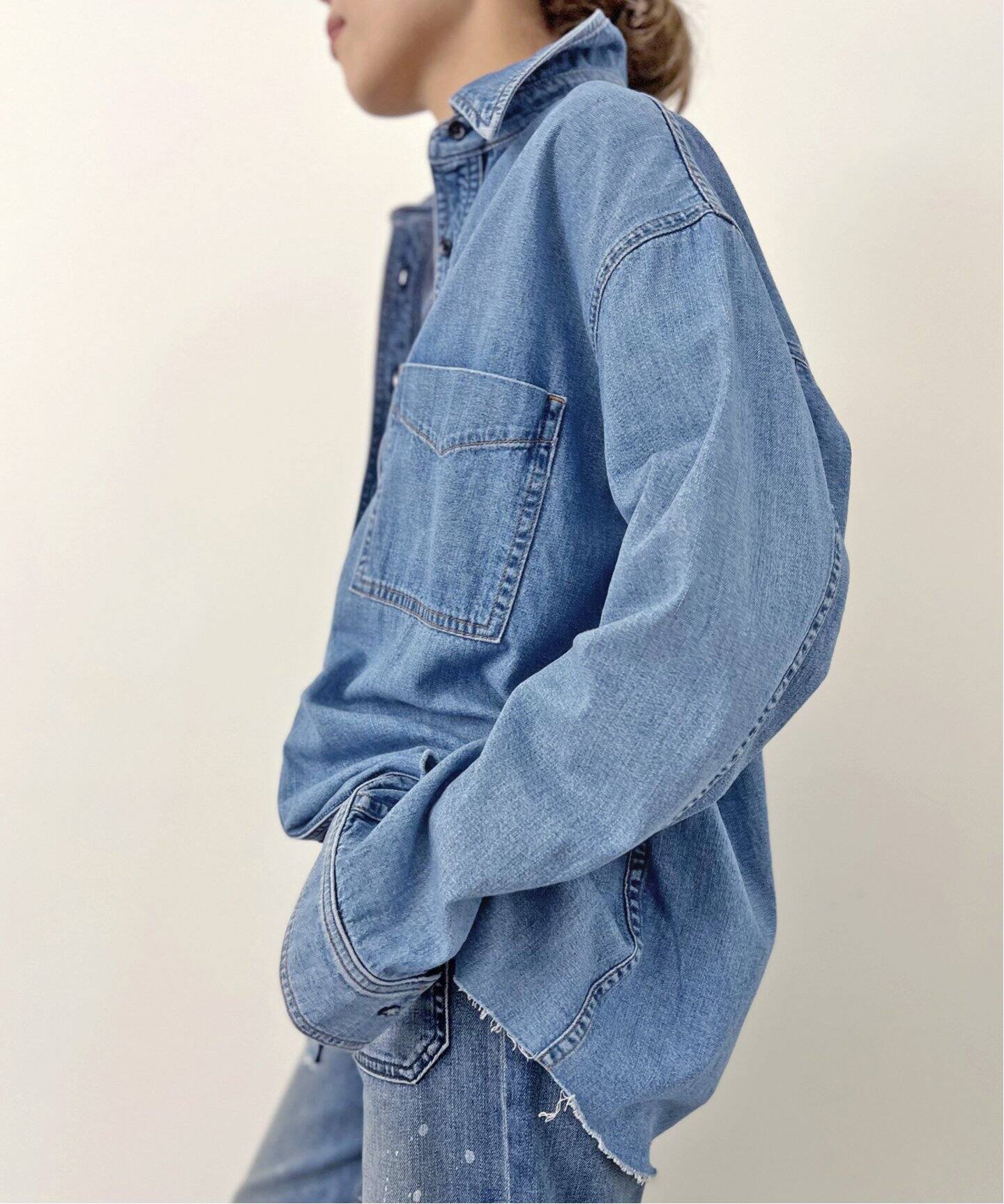 ASKKNY】OVERSIZED DENIM SHIRT（シャツ／ブラウス）｜L 