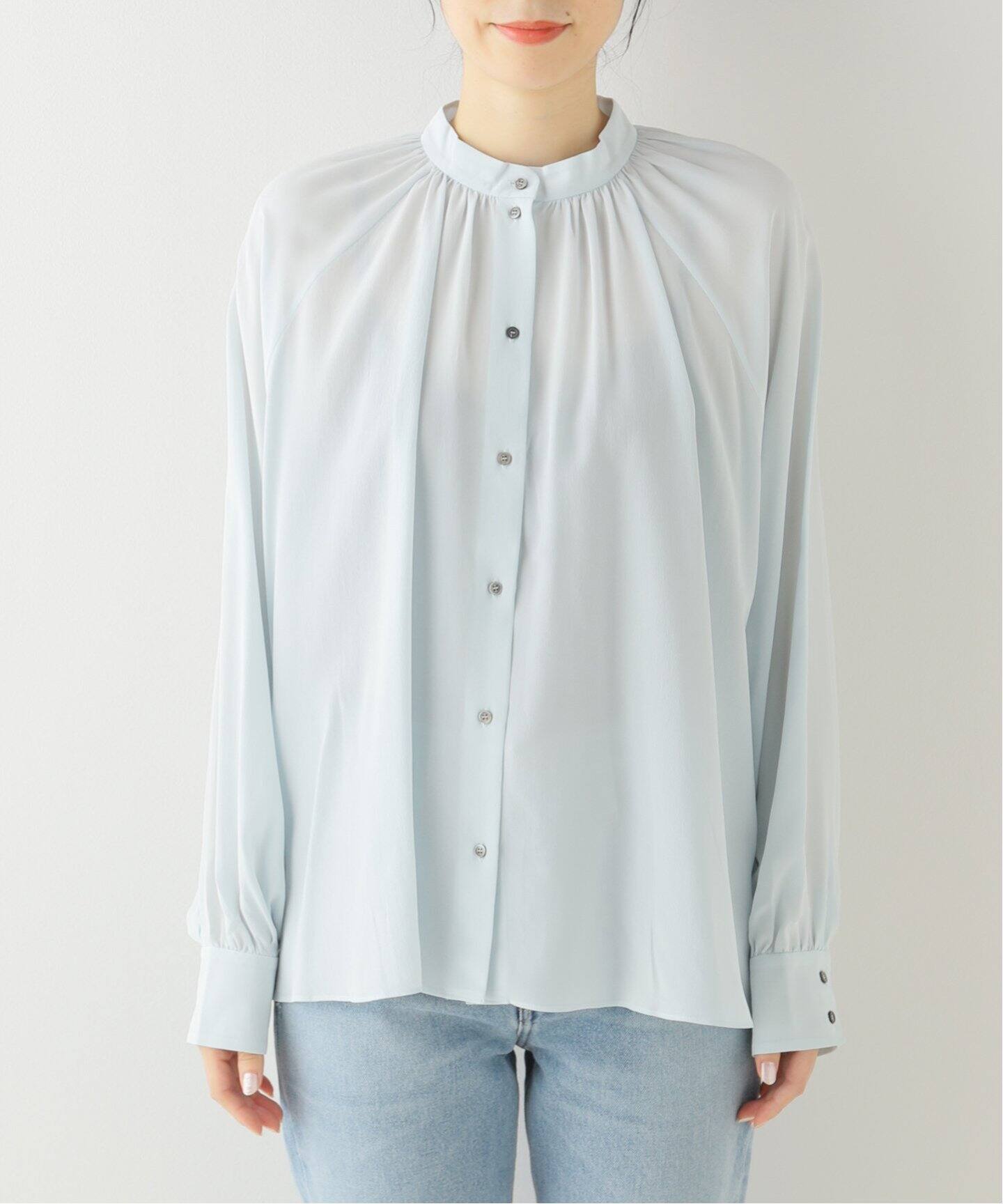 INDRESS/インドレス】 Crepe silk blouse（シャツ／ブラウス）｜L 