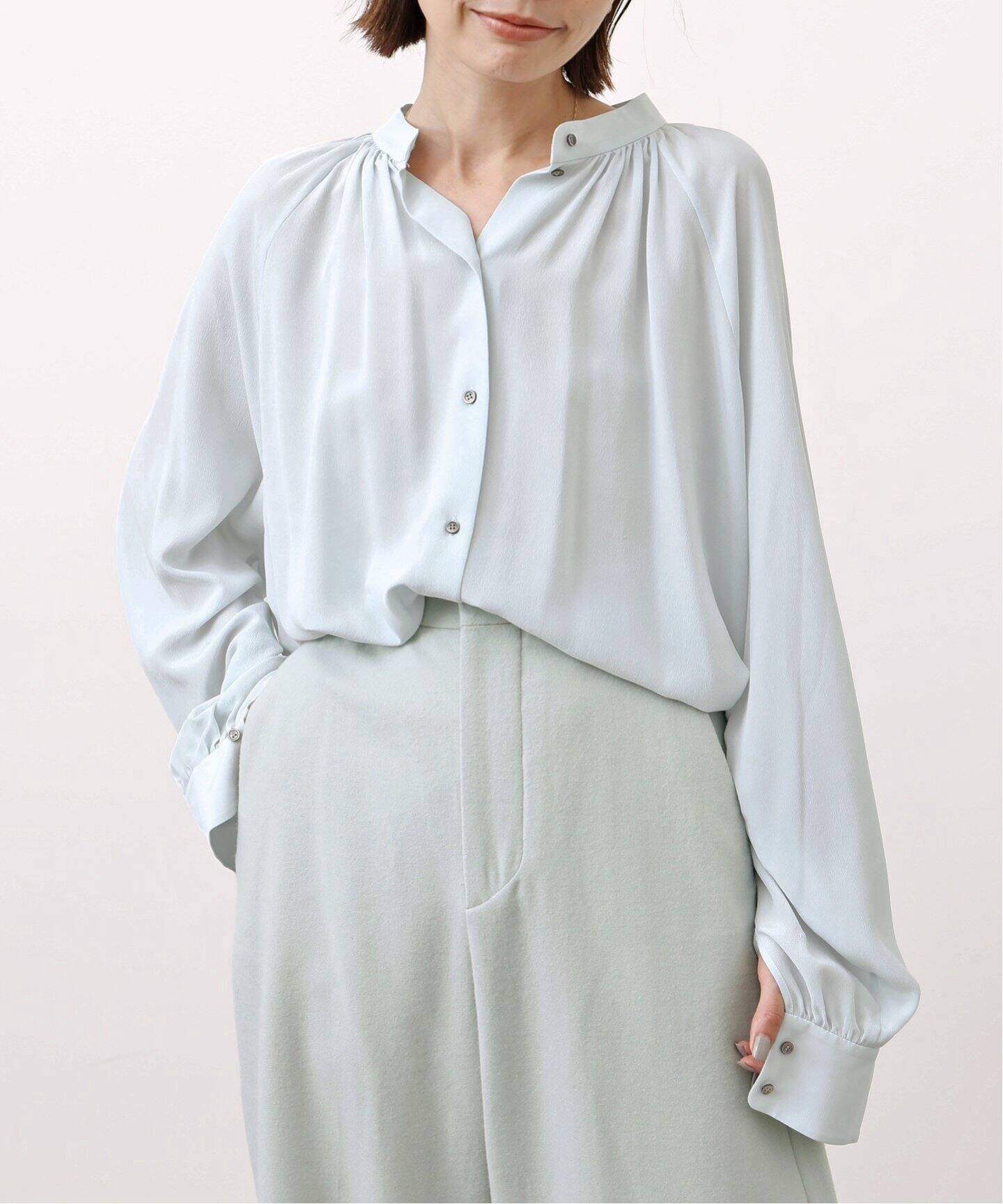 INDRESS/インドレス】 Crepe silk blouse（シャツ／ブラウス）｜L 