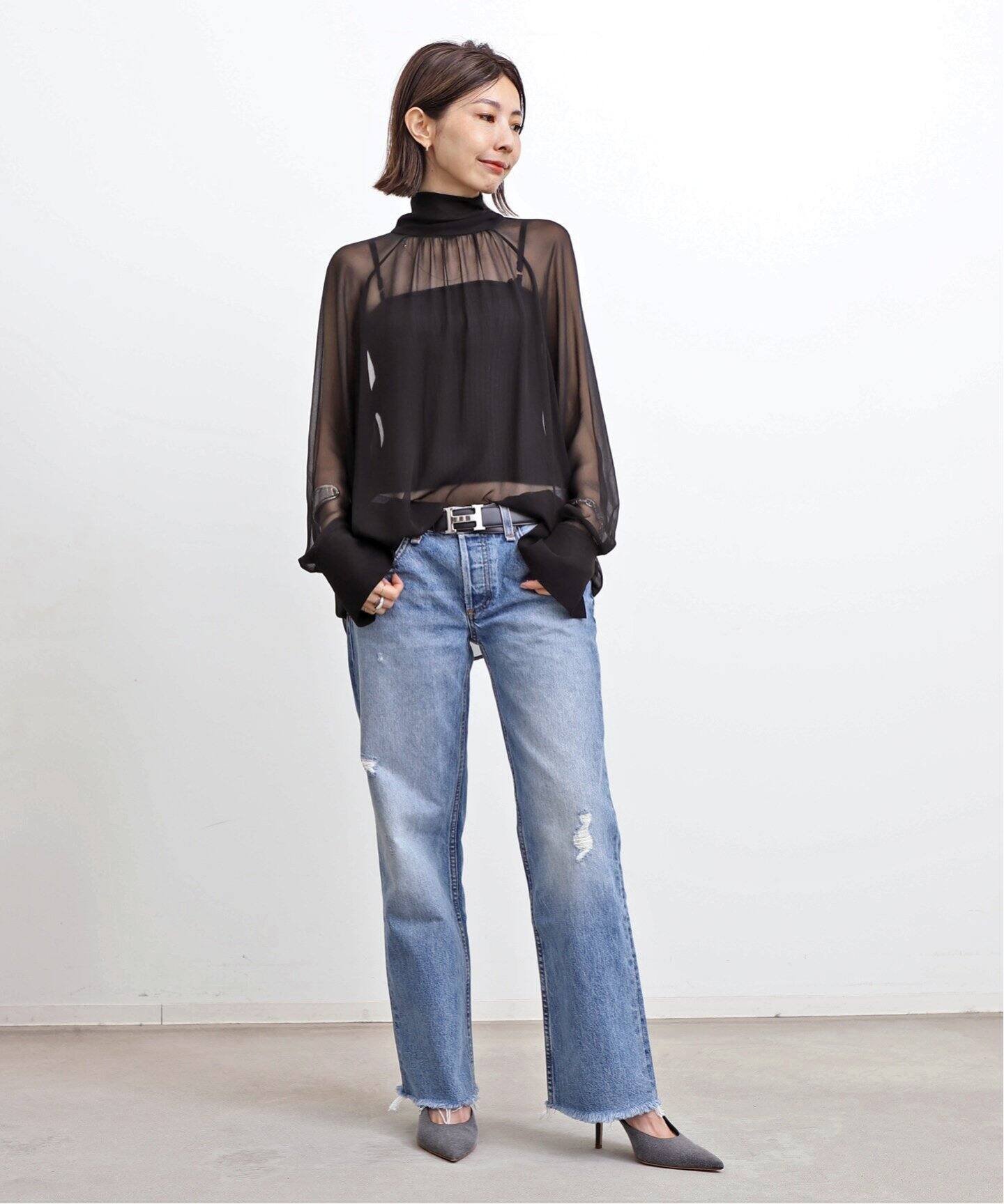 FILIPPA K/フィリッパ コー】 Transparent Tie Neck Blouse（シャツ 
