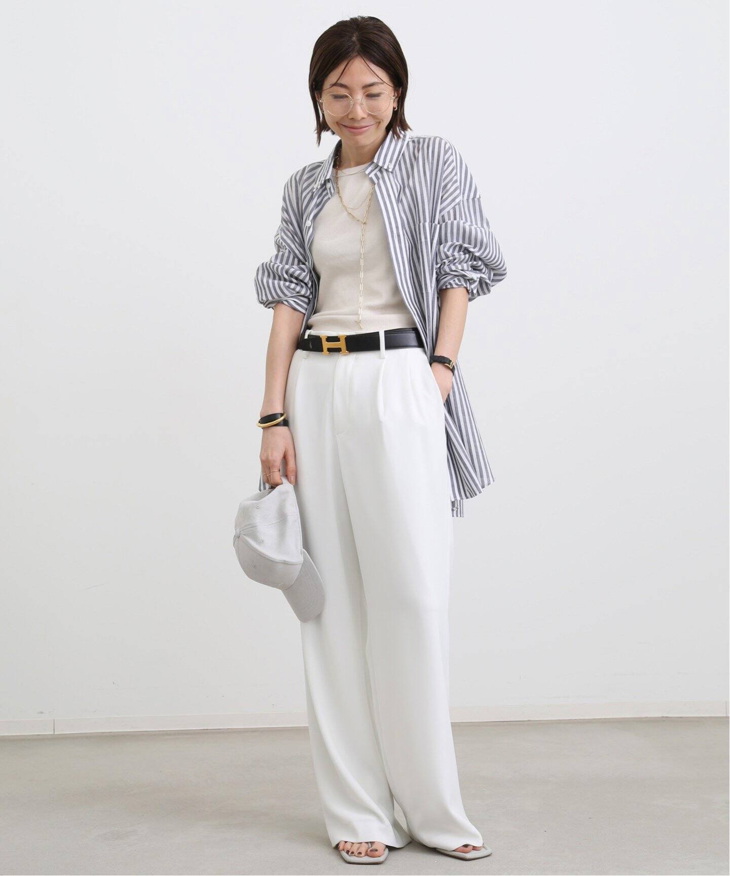 COUTURE D`ADAM/クチュールドアダム】Oversized Stripe Button down 