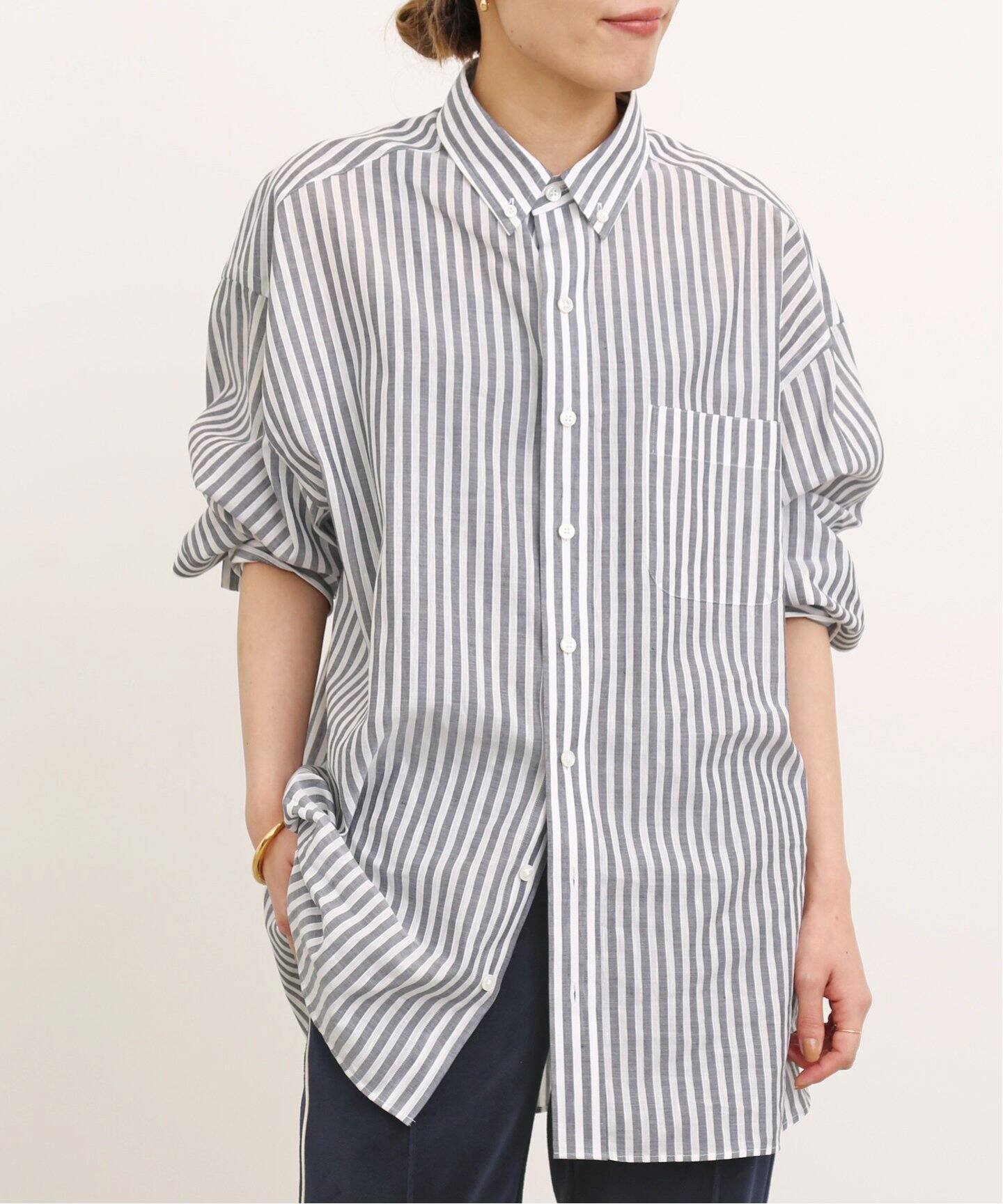 COUTURE D`ADAM/クチュールドアダム】Oversized Stripe Button down 