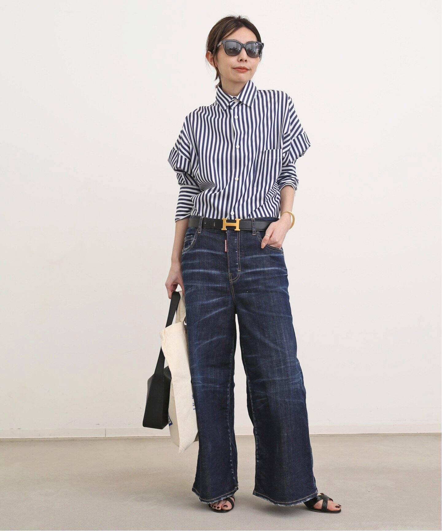 MADISONBLUE/マディソンブルー】J.BRADLEY CUFF SH L.STRIPE（シャツ 