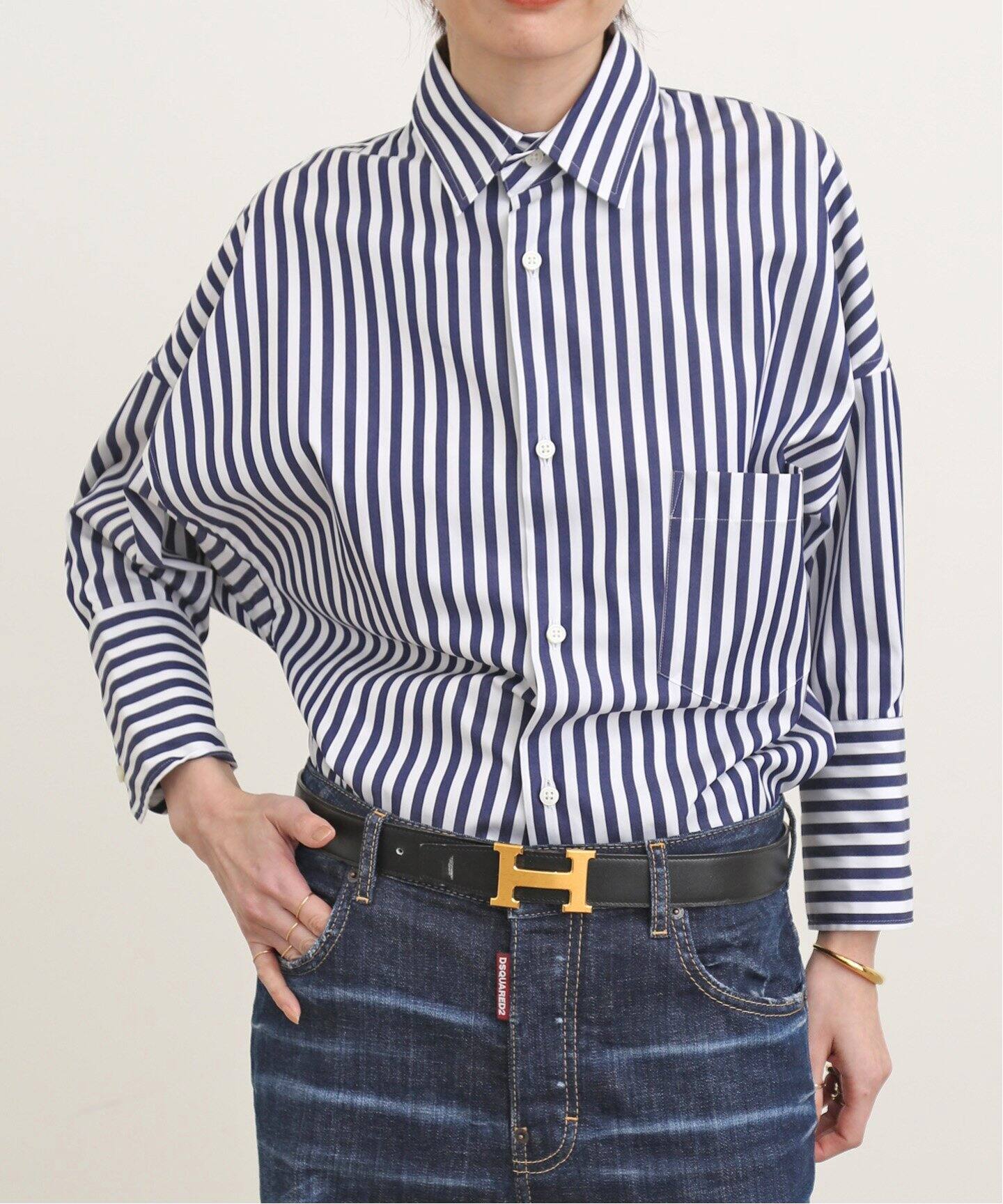 MADISONBLUE/マディソンブルー】J.BRADLEY CUFF SH L.STRIPE（シャツ 