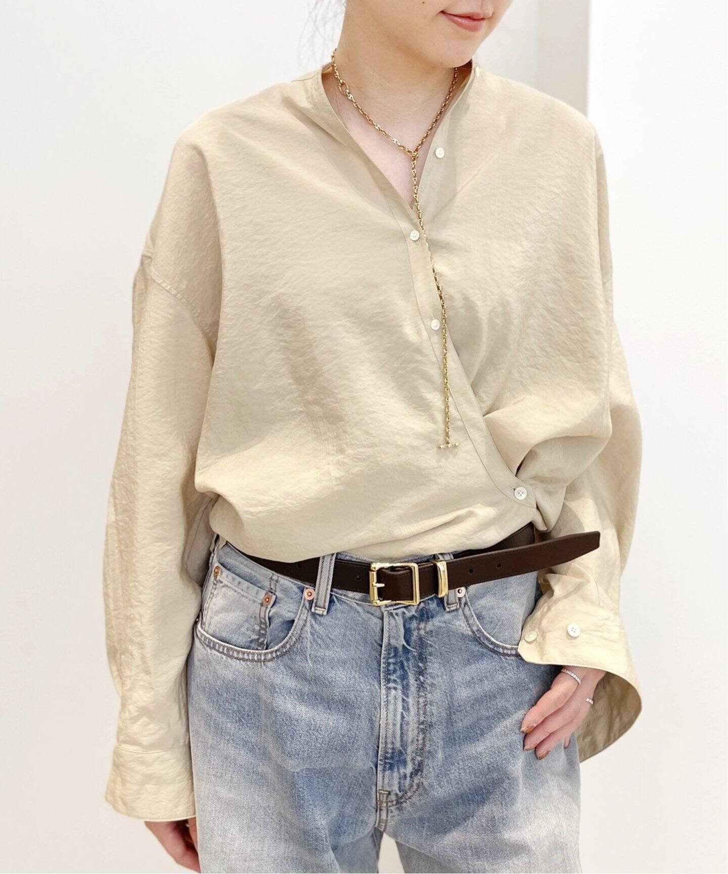 LEMAIRE/ルメール】OFFICER COLLAR TWISTED SHIRT（シャツ／ブラウス 