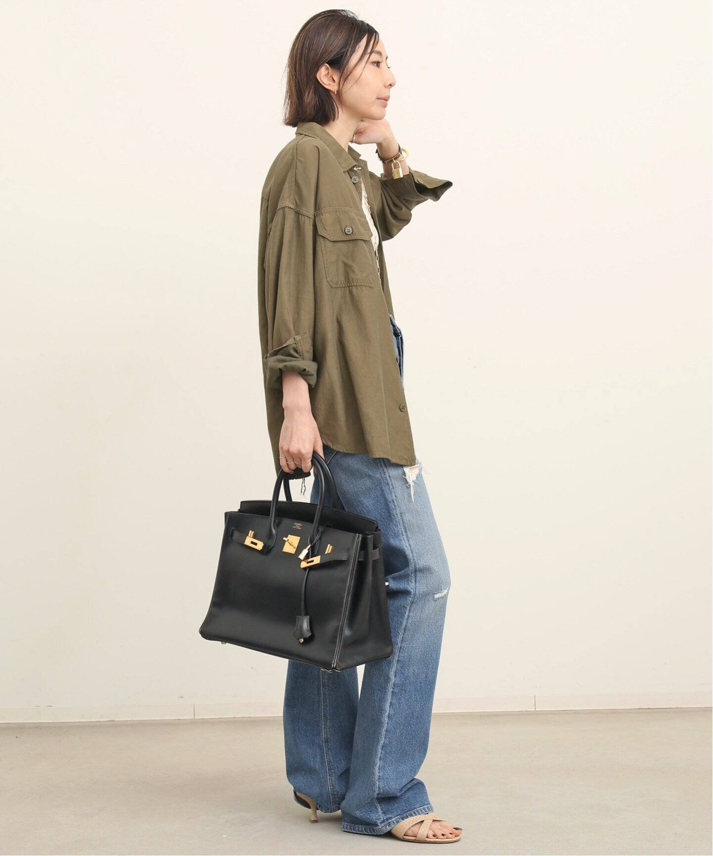 REMI RELIEF/レミレリーフ】Military Shirt（シャツ／ブラウス）｜L  