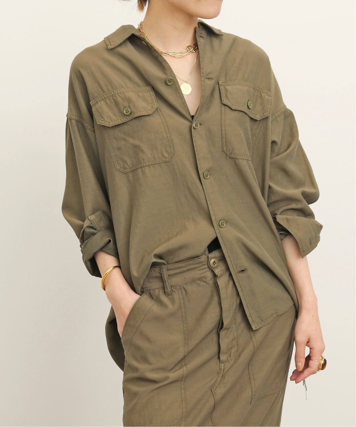 REMI RELIEF/レミレリーフ】Military Shirt（シャツ／ブラウス）｜L 