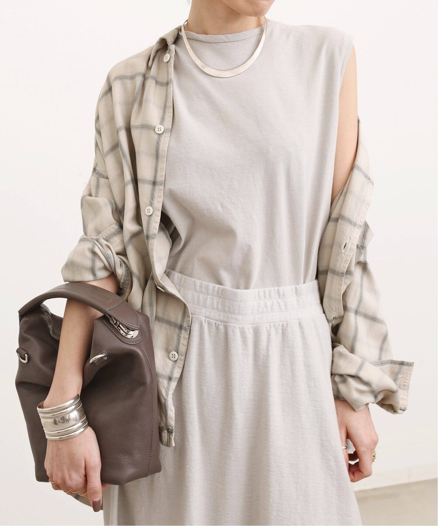 REMI RELIEF/レミレリーフ】CHECK 2WAY SHIRT（シャツ／ブラウス）｜L 