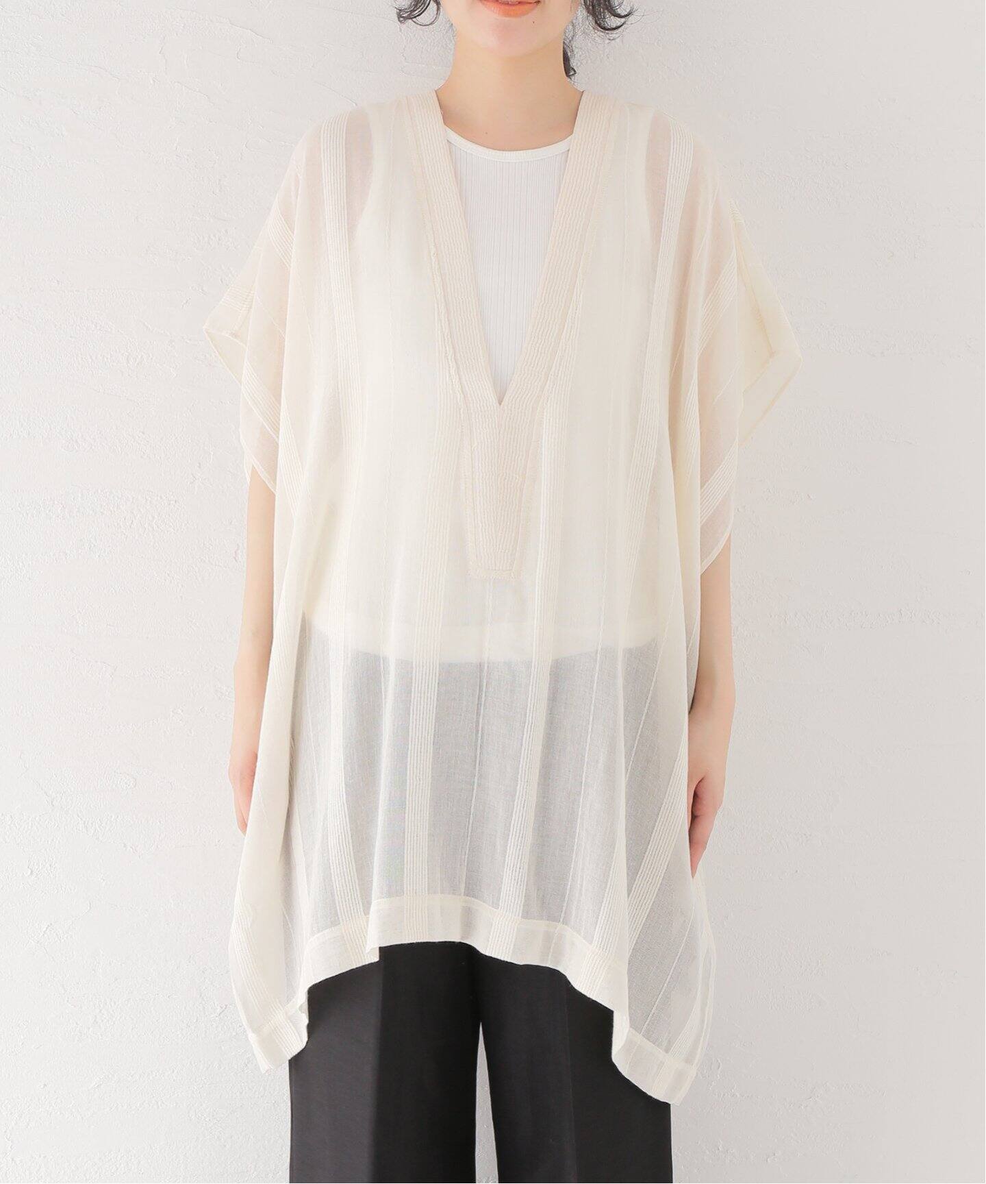 SU PARIS/ス パリス】Stripe V-NECK KAFTAN（シャツ／ブラウス）｜AP 