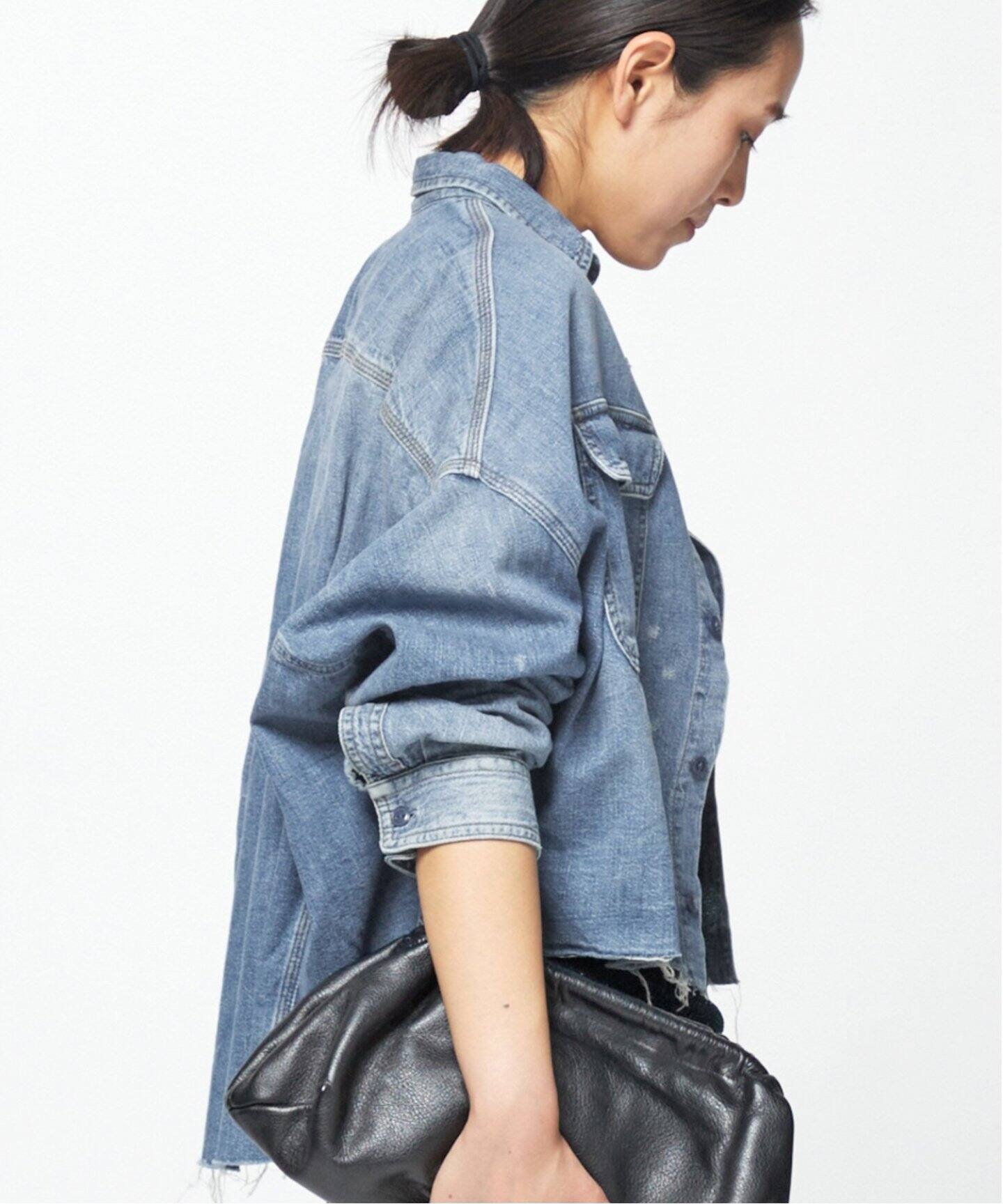 R13/アールサーティーン】クロップドデニムシャツ（シャツ／ブラウス  