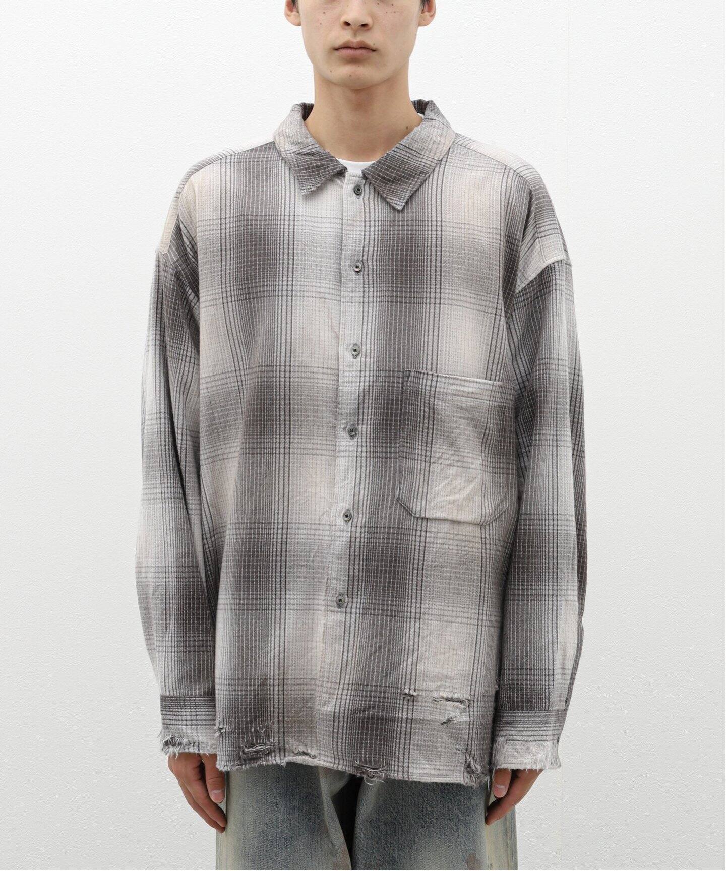 ANCELLM / アンセルム】DAMAGED FLANNEL CHECK SHIRT（シャツ 