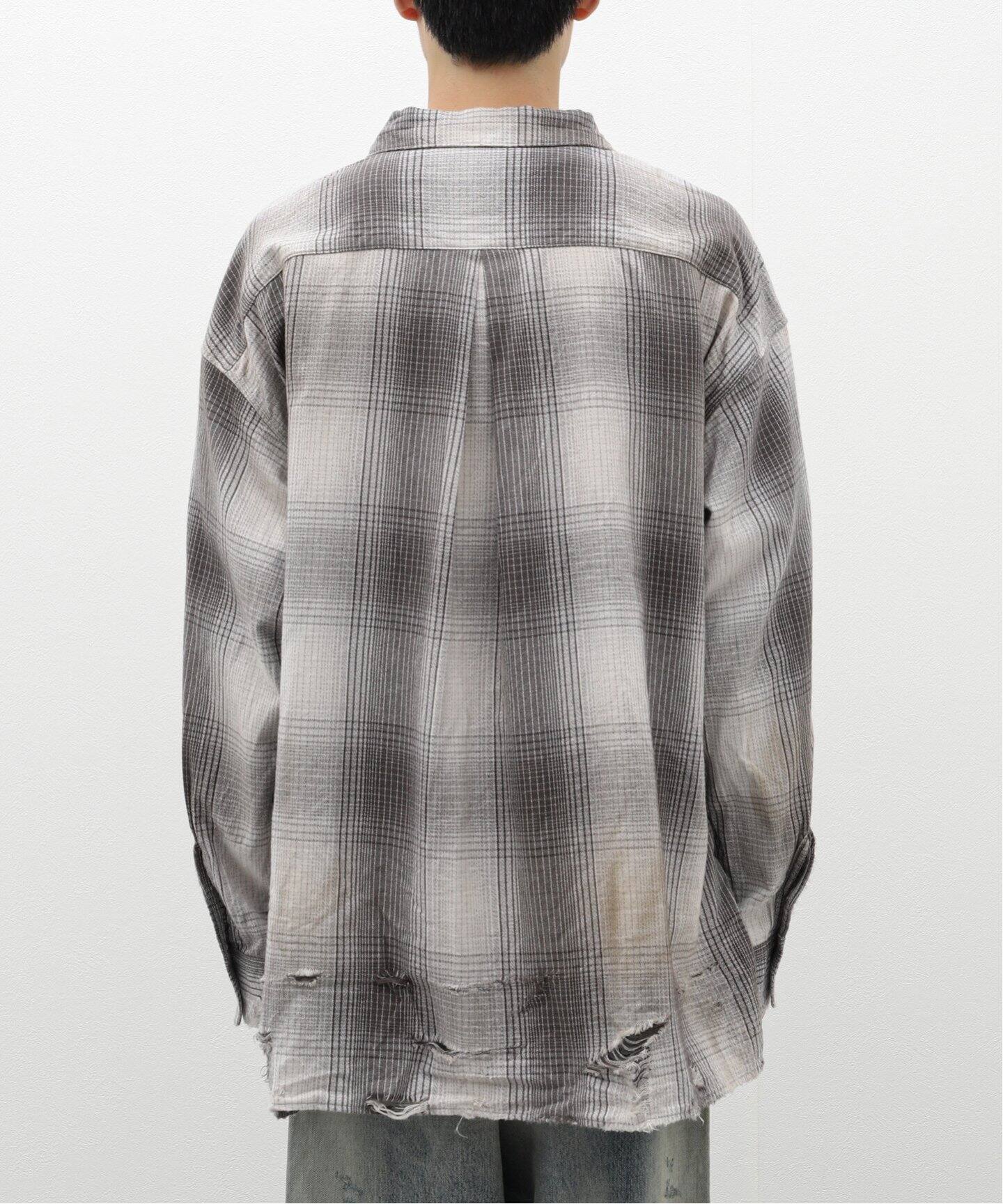ANCELLM / アンセルム】DAMAGED FLANNEL CHECK SHIRT（シャツ 