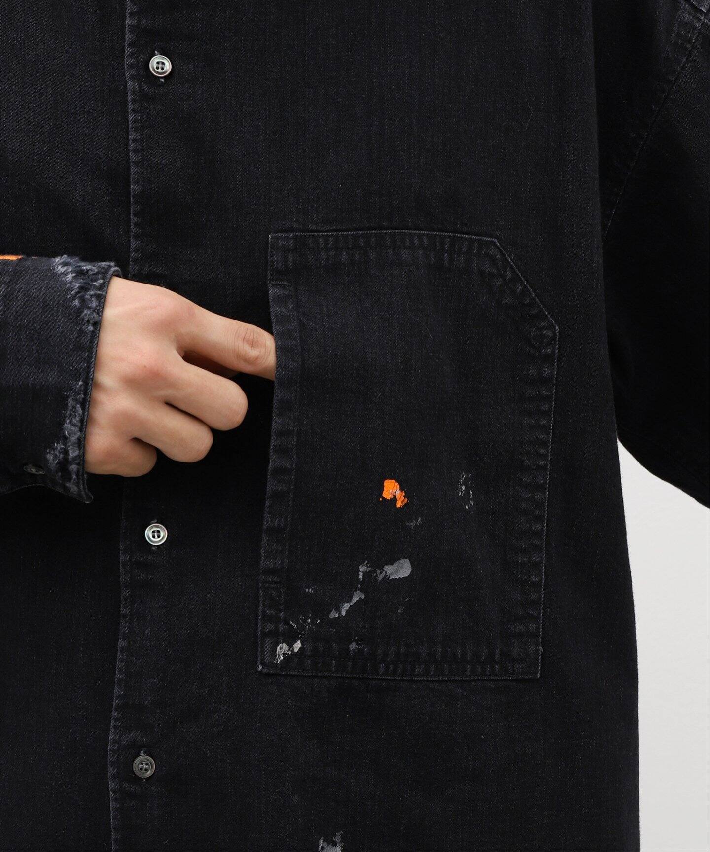ANCELLM / アンセルム】DENIM PAINT LONG SHIRT（シャツ／ブラウス 
