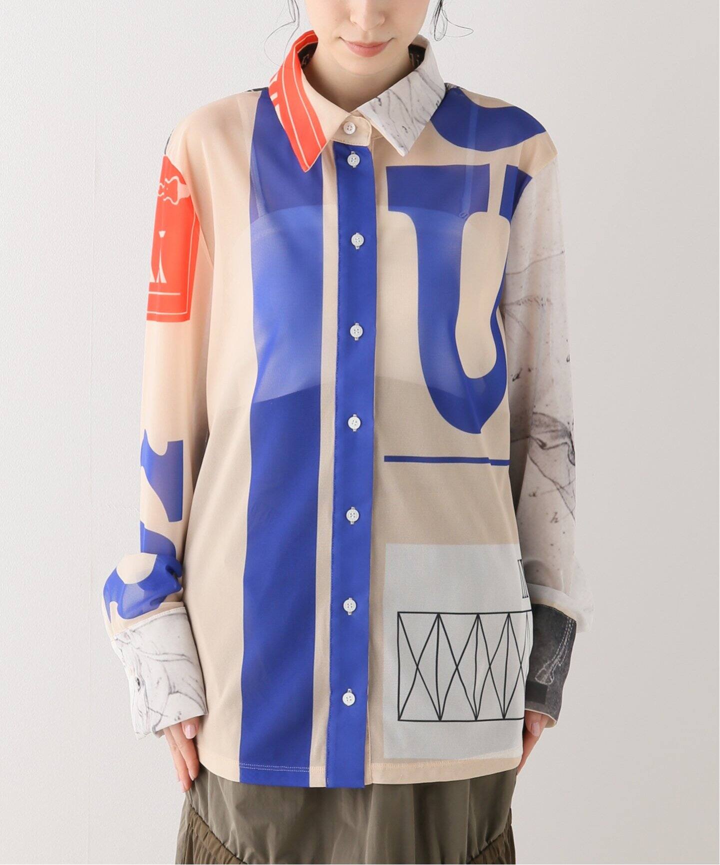 YOHEI OHNO / ヨウヘイオオノ】Graphic Mesh Shirt（シャツ／ブラウス  